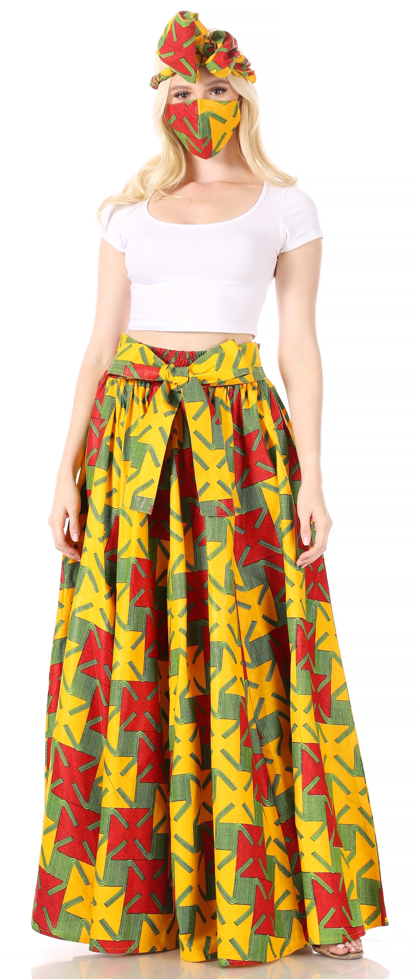 Sakkas Asma Convertible Traditional Wax Print Adjustable Strap Maxi Skirt | Dress - Concordia Style Boutique