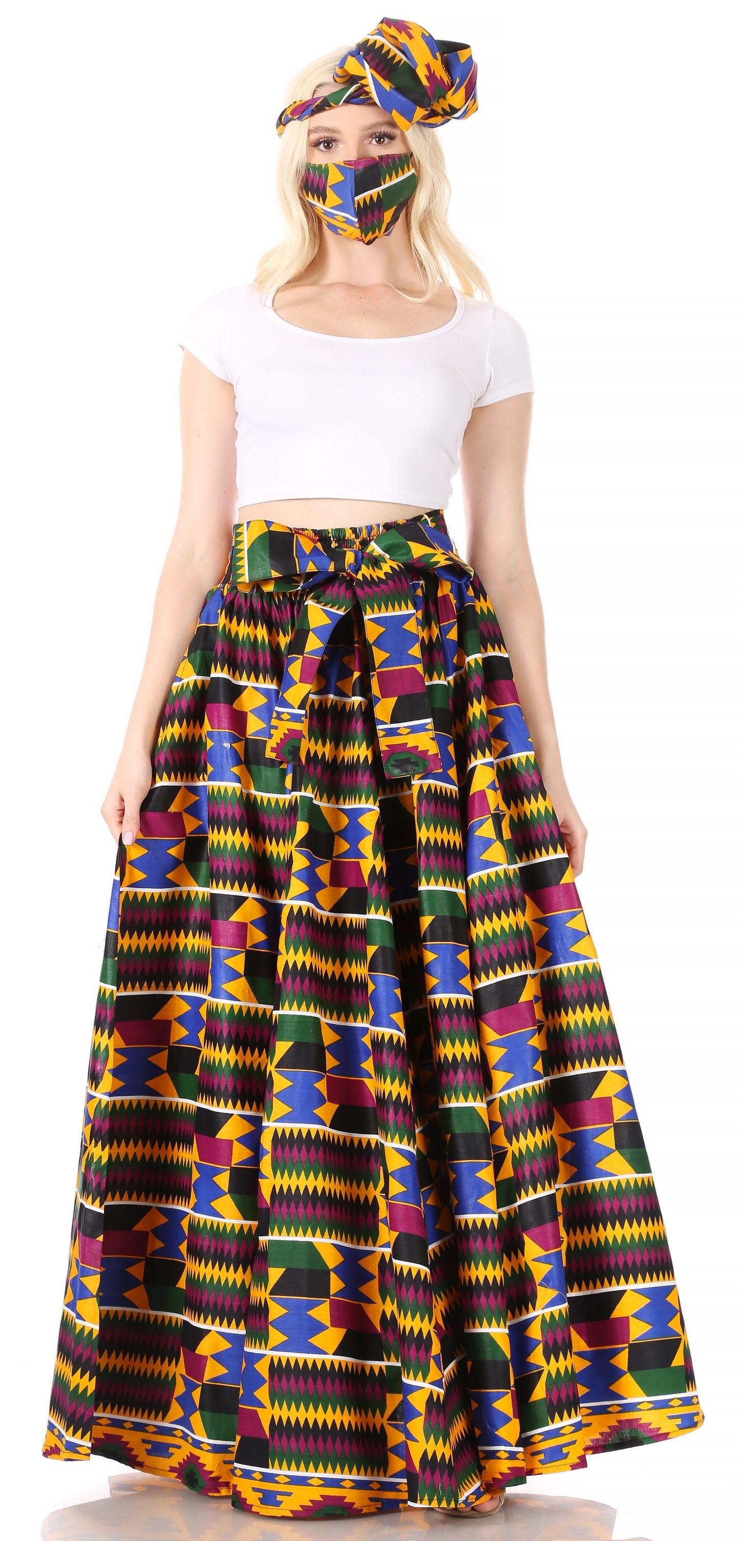 Sakkas Asma Convertible Traditional Wax Print Adjustable Strap Maxi Skirt | Dress - Concordia Style Boutique