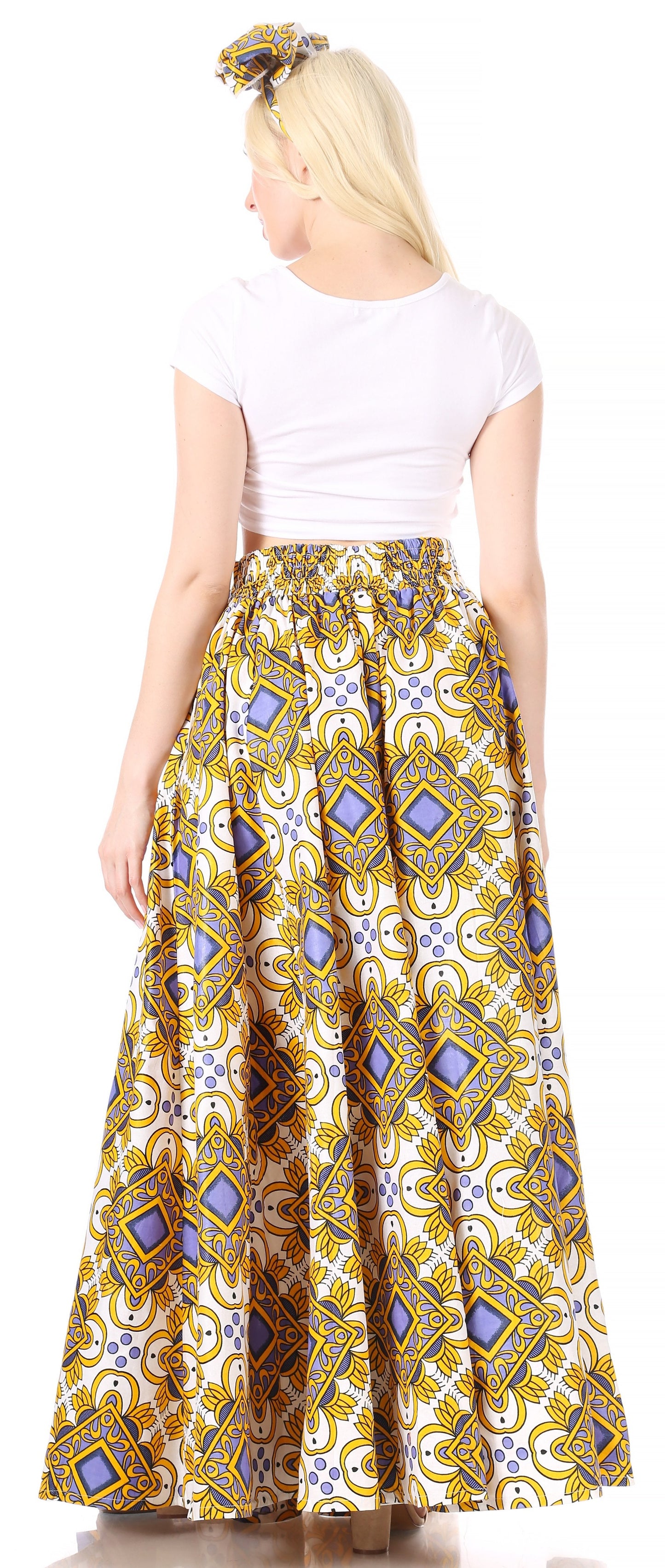 Sakkas Asma Convertible Traditional Wax Print Adjustable Strap Maxi Skirt | Dress - Concordia Style Boutique