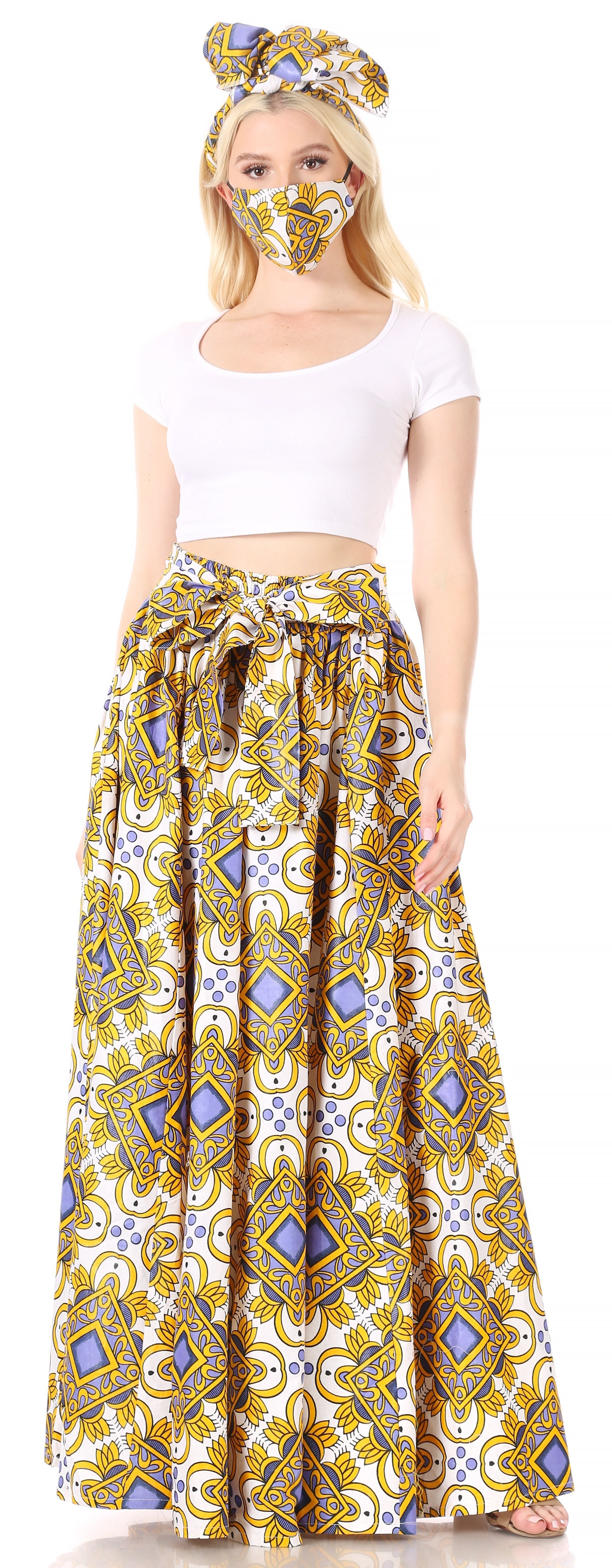 Sakkas Asma Convertible Traditional Wax Print Adjustable Strap Maxi Skirt | Dress - Concordia Style Boutique
