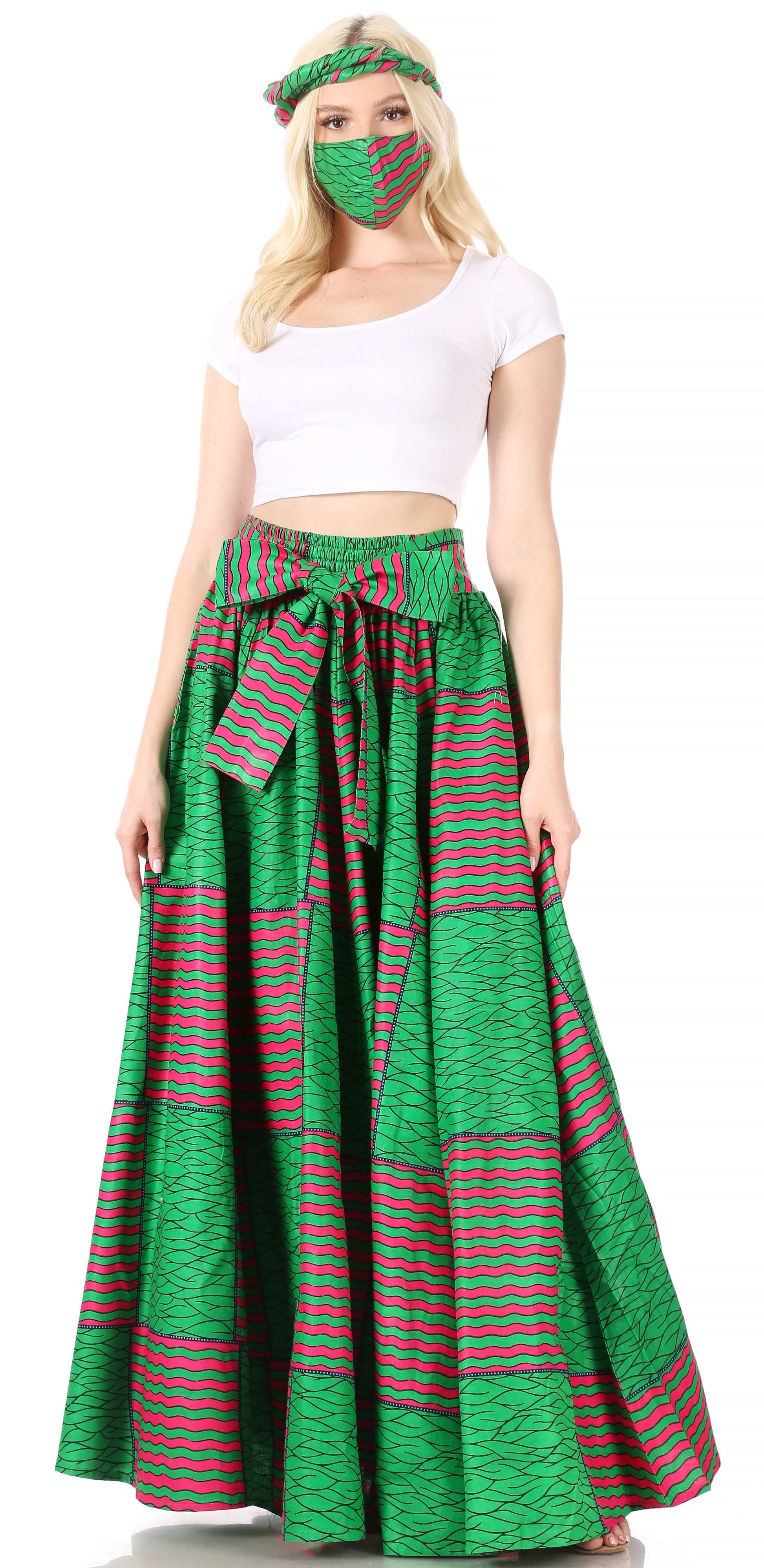 Sakkas Asma Convertible Traditional Wax Print Adjustable Strap Maxi Skirt | Dress - Concordia Style Boutique