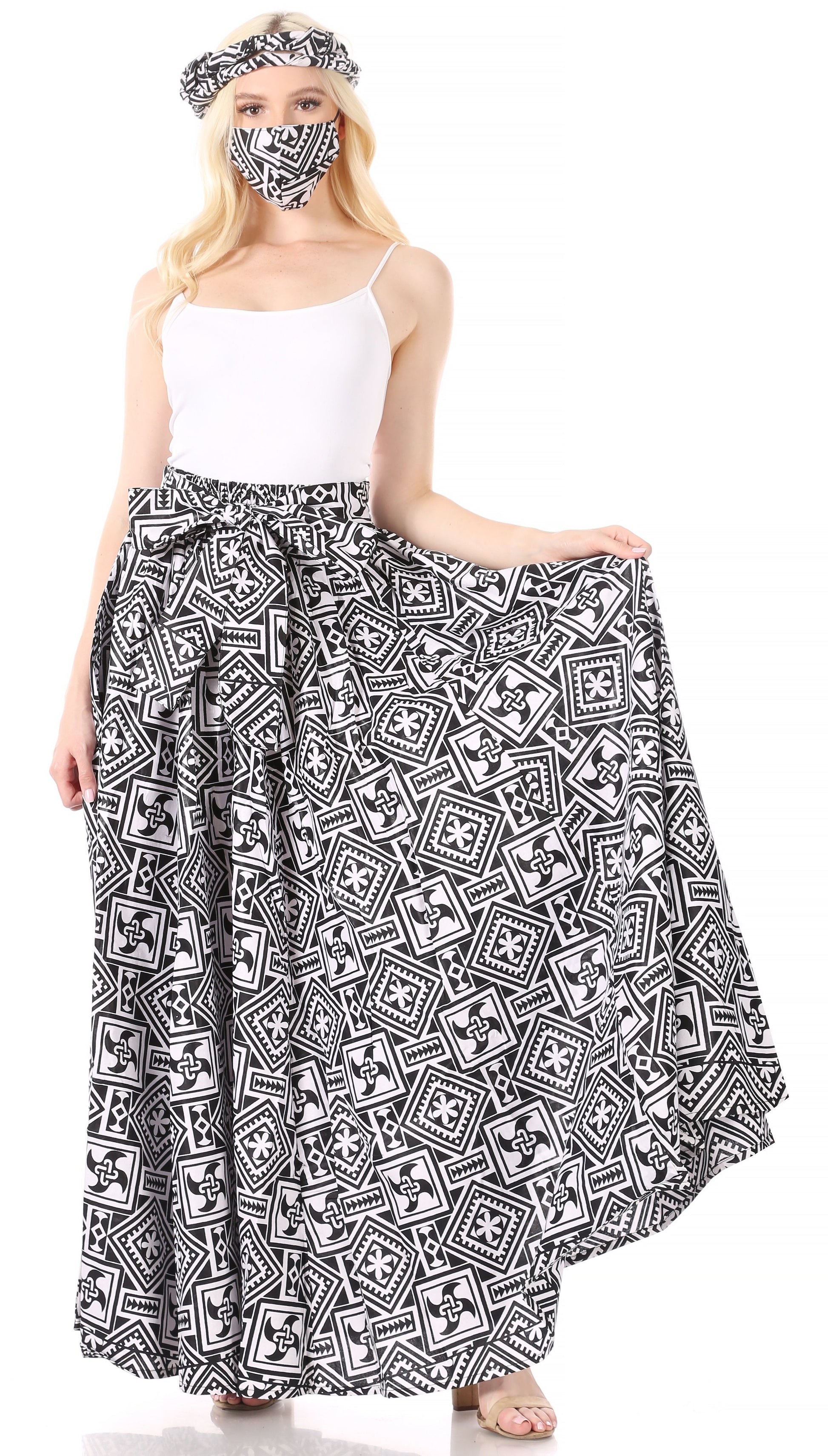 Sakkas Asma Convertible Traditional Wax Print Adjustable Strap Maxi Skirt | Dress - Concordia Style Boutique