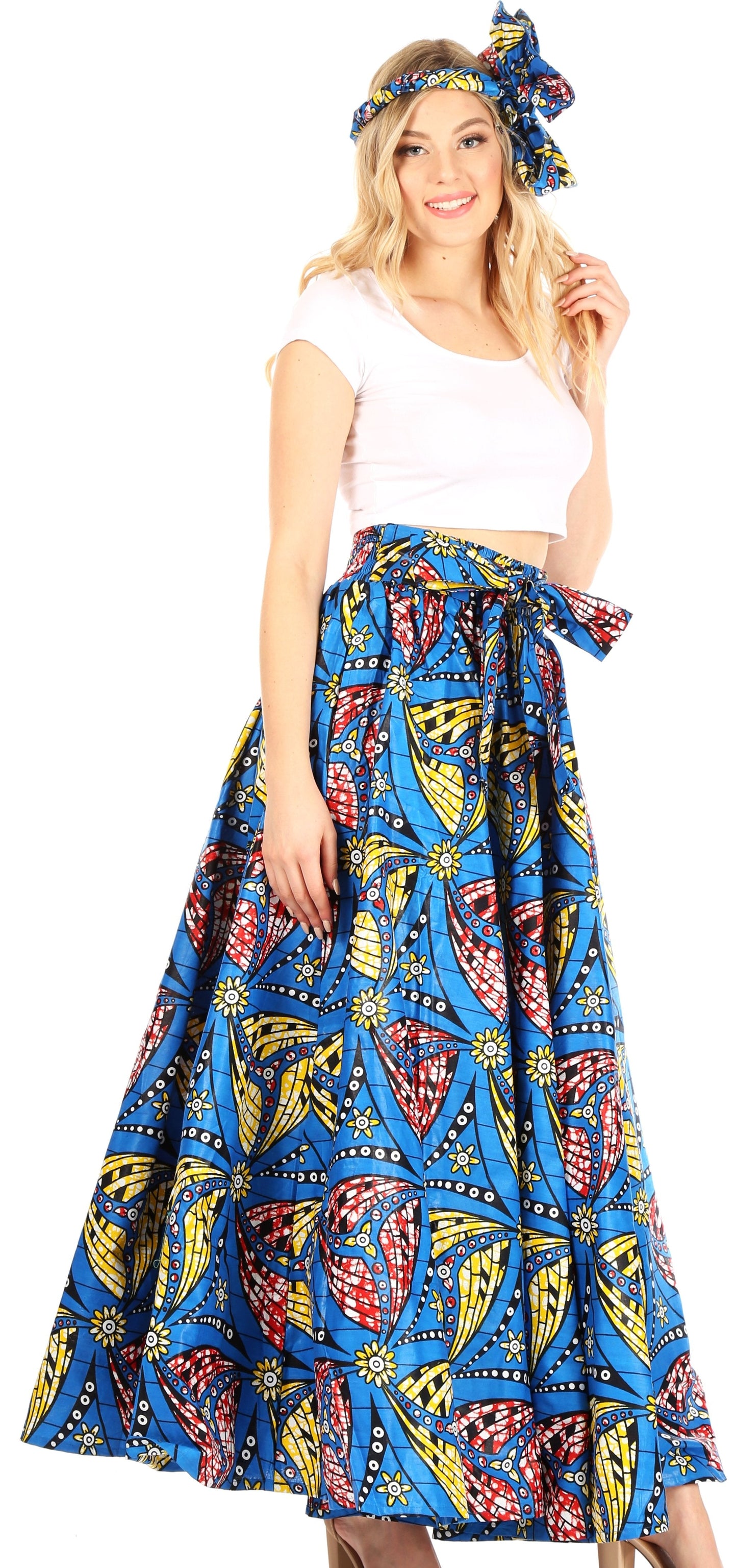 Sakkas Asma Convertible Traditional Wax Print Adjustable Strap Maxi Skirt | Dress - Concordia Style Boutique