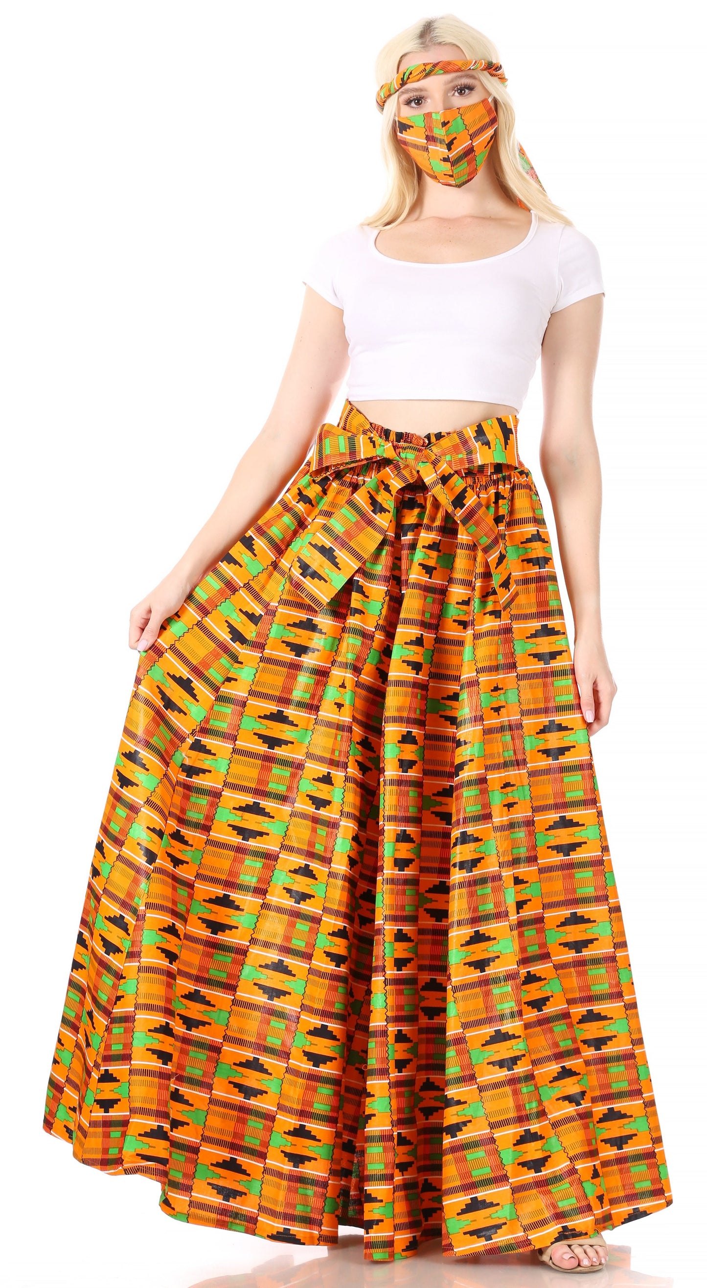 Sakkas Asma Convertible Traditional Wax Print Adjustable Strap Maxi Skirt | Dress - Concordia Style Boutique