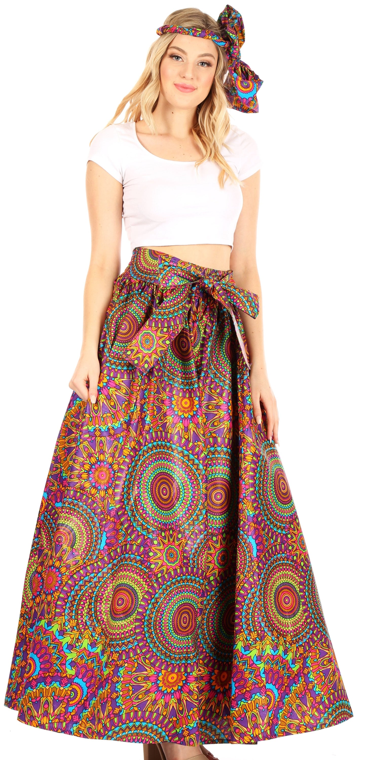 Sakkas Asma Convertible Traditional Wax Print Adjustable Strap Maxi Skirt | Dress - Concordia Style Boutique