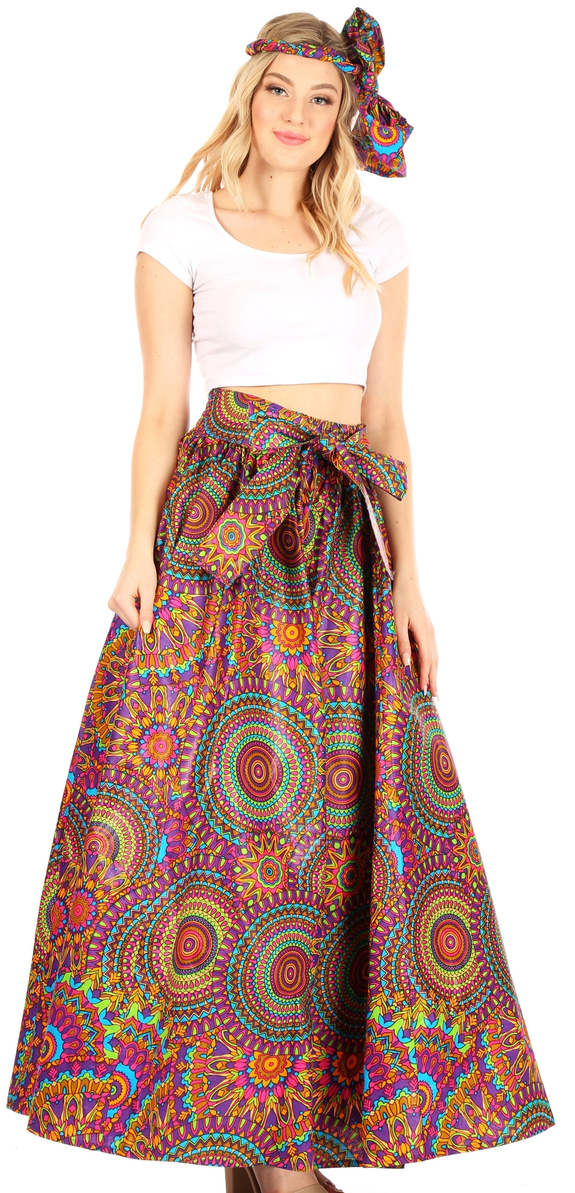 Sakkas Asma Convertible Traditional Wax Print Adjustable Strap Maxi Skirt | Dress - Concordia Style Boutique