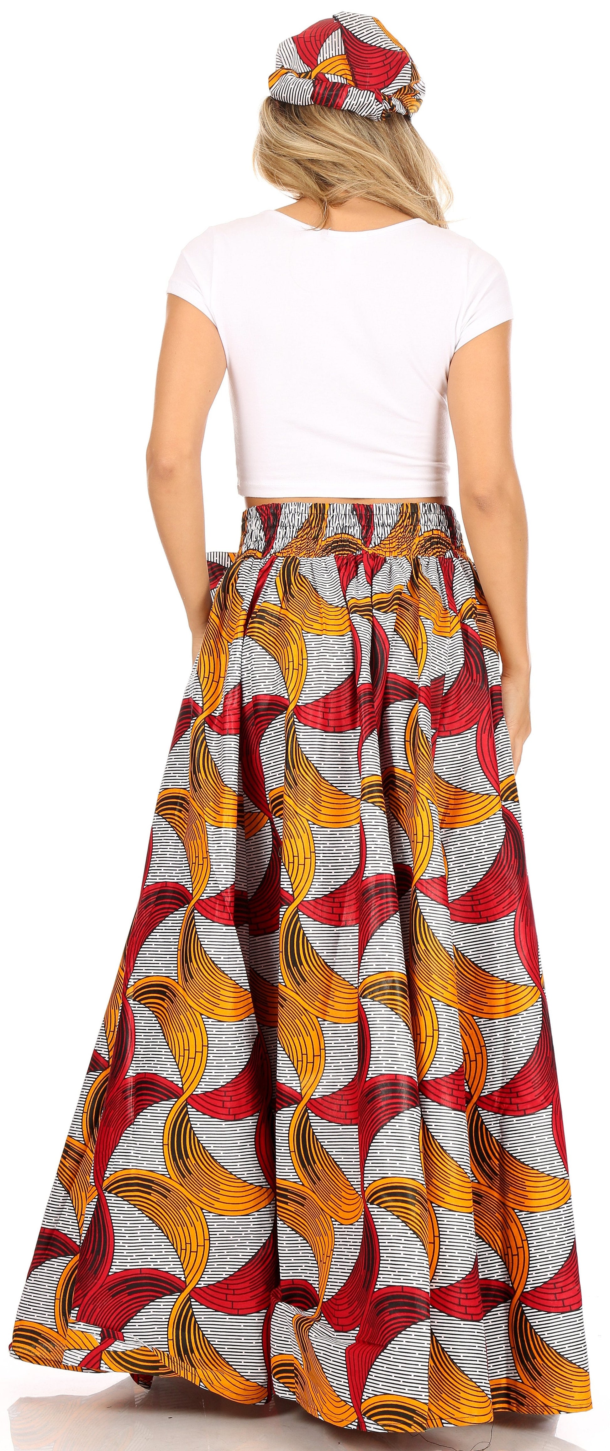 Sakkas Asma Convertible Traditional Wax Print Adjustable Strap Maxi Skirt | Dress - Concordia Style Boutique