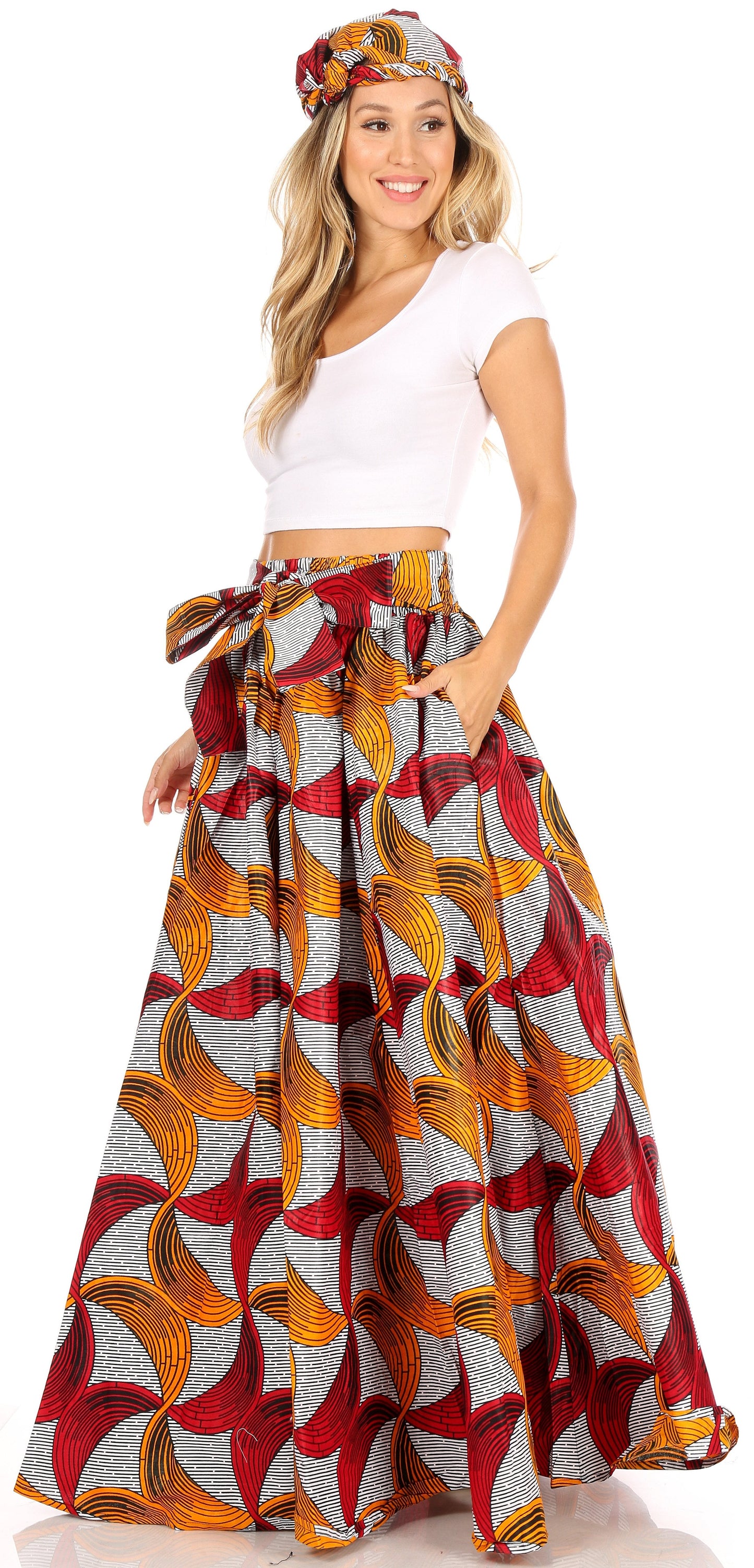 Sakkas Asma Convertible Traditional Wax Print Adjustable Strap Maxi Skirt | Dress - Concordia Style Boutique