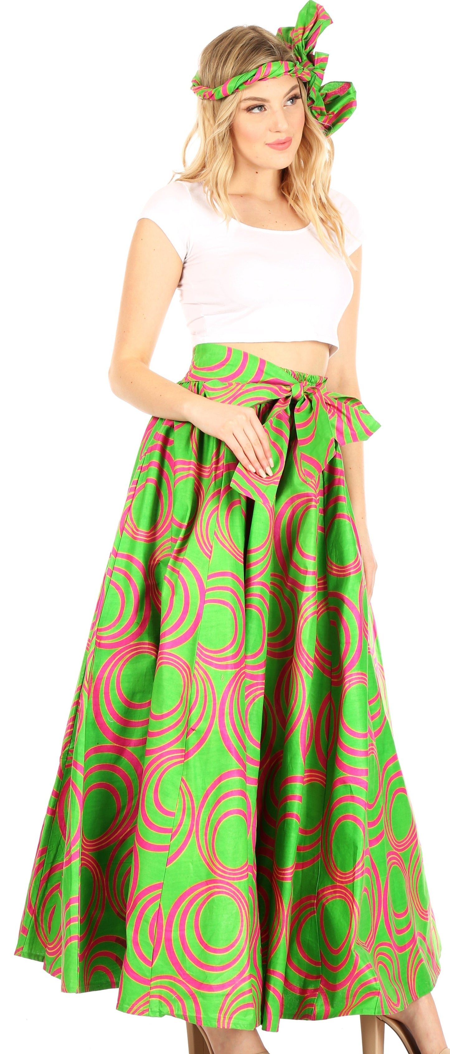 Sakkas Asma Convertible Traditional Wax Print Adjustable Strap Maxi Skirt | Dress - Concordia Style Boutique