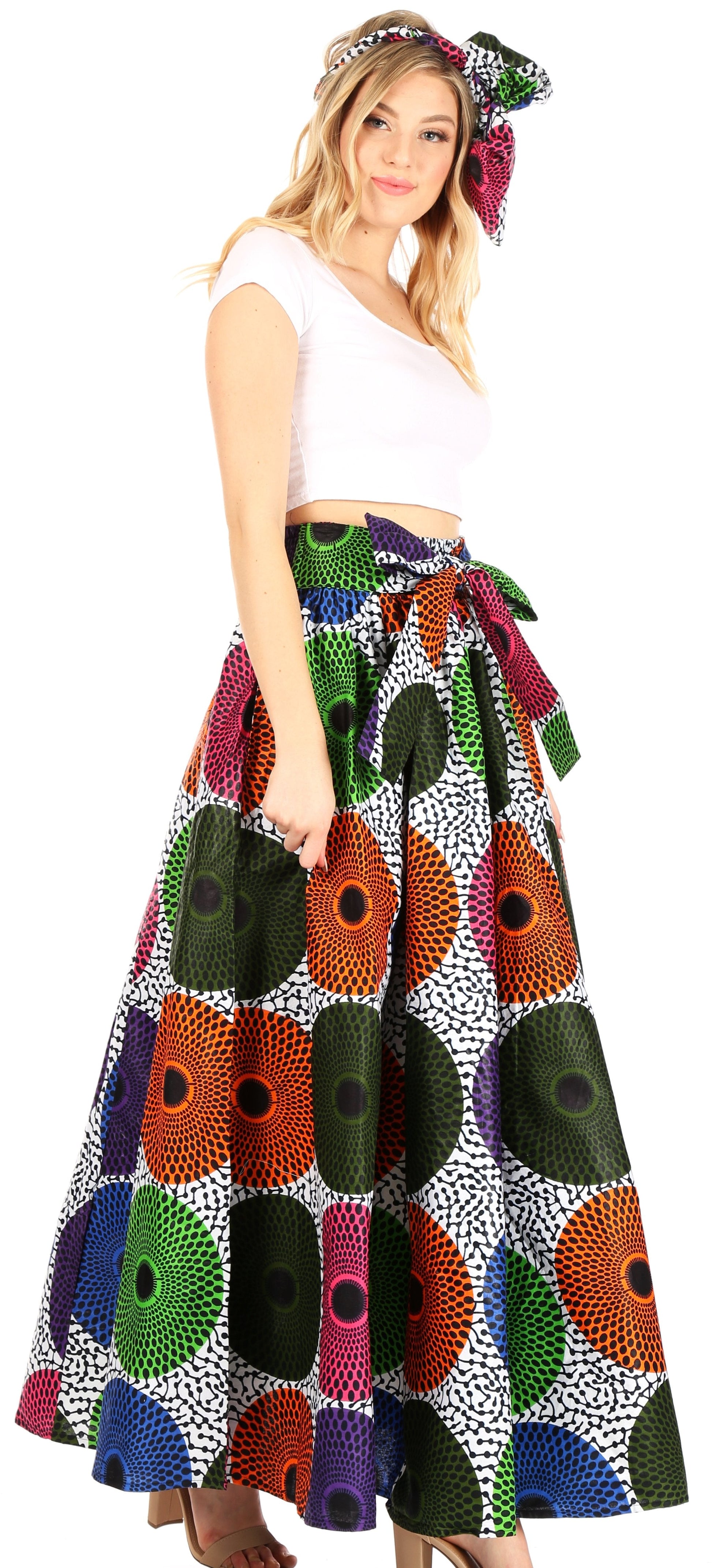 Sakkas Asma Convertible Traditional Wax Print Adjustable Strap Maxi Skirt | Dress - Concordia Style Boutique