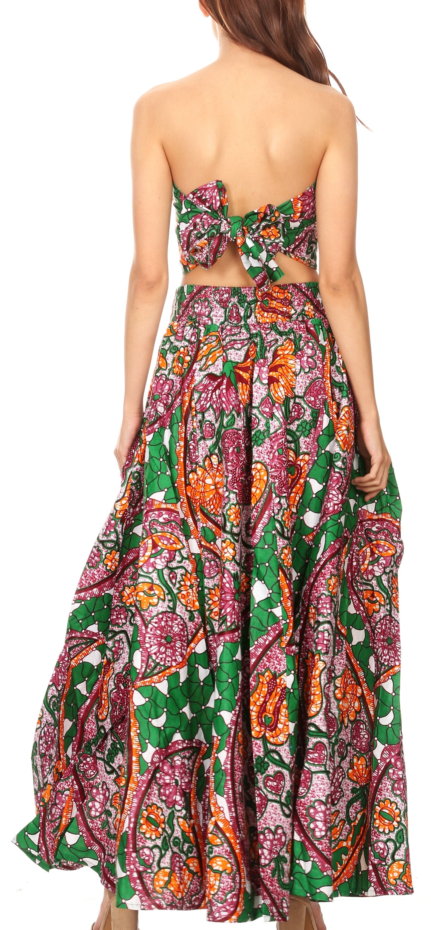 Sakkas Asma Convertible Traditional Wax Print Adjustable Strap Maxi Skirt | Dress - Concordia Style Boutique