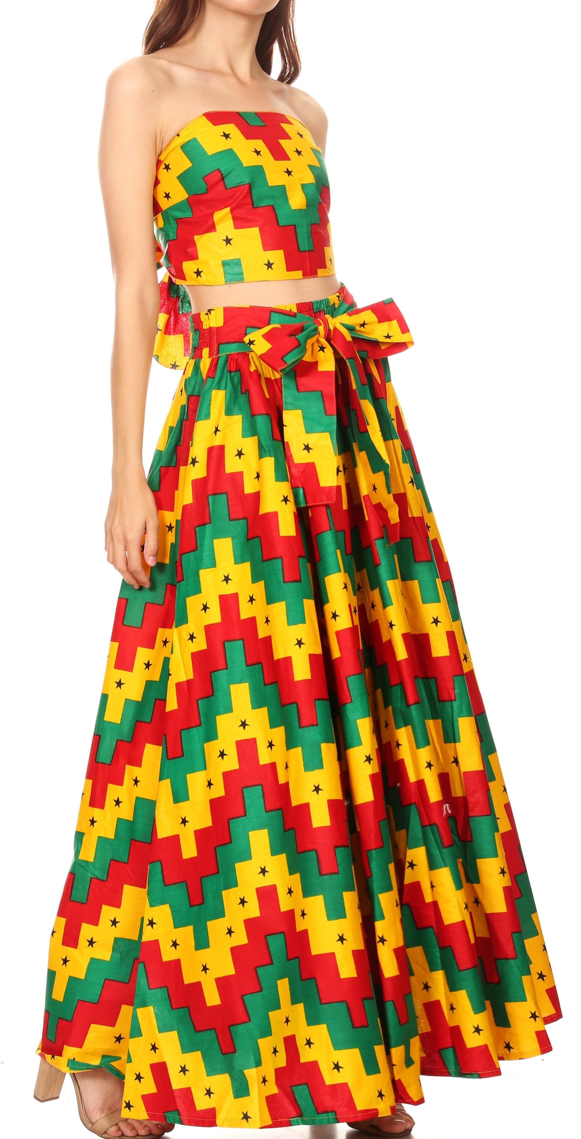 Sakkas Asma Convertible Traditional Wax Print Adjustable Strap Maxi Skirt | Dress - Concordia Style Boutique