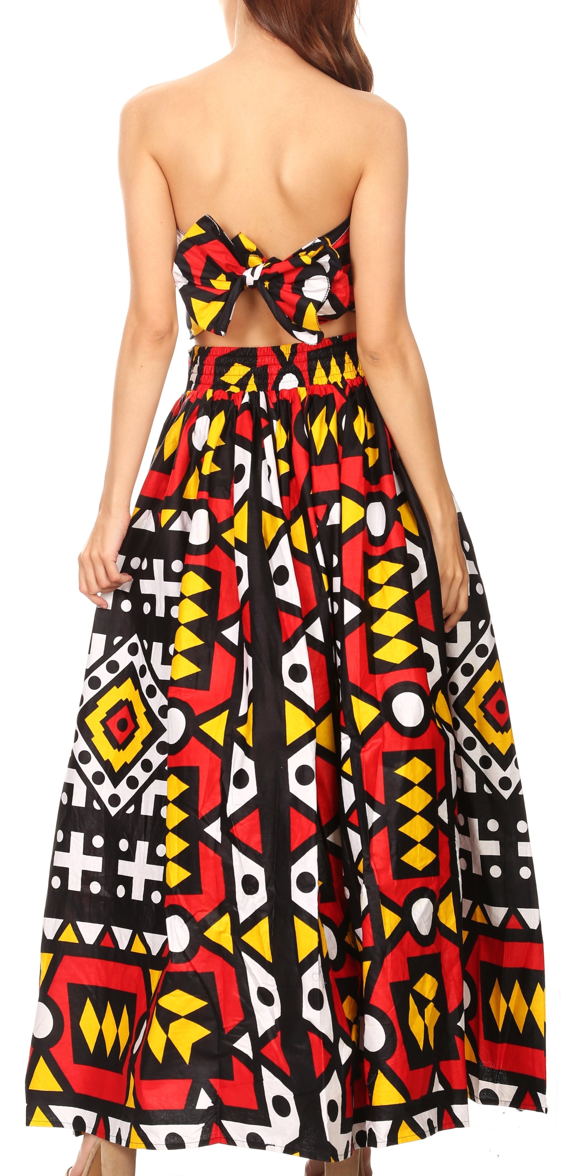Sakkas Asma Convertible Traditional Wax Print Adjustable Strap Maxi Skirt | Dress - Concordia Style Boutique