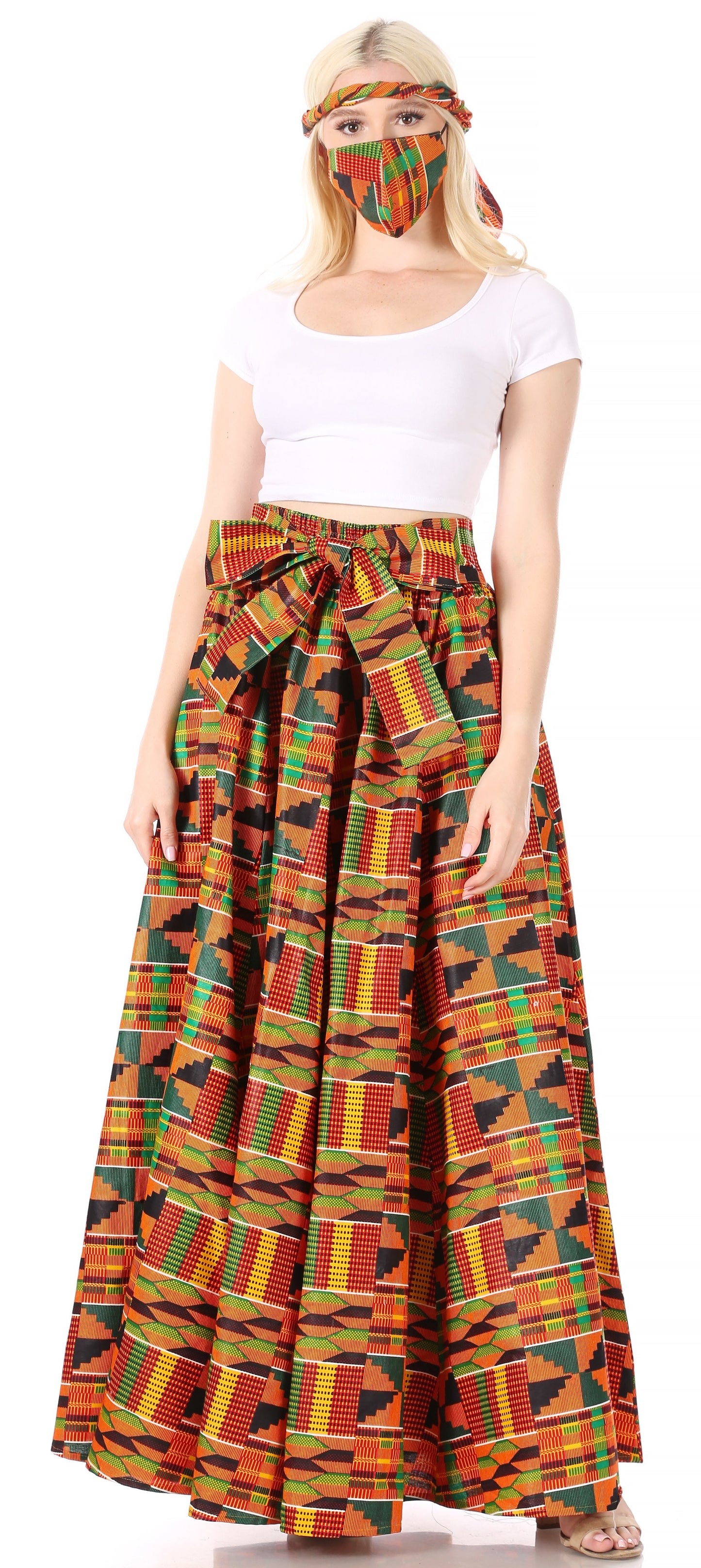 Sakkas Asma Convertible Traditional Wax Print Adjustable Strap Maxi Skirt | Dress - Concordia Style Boutique