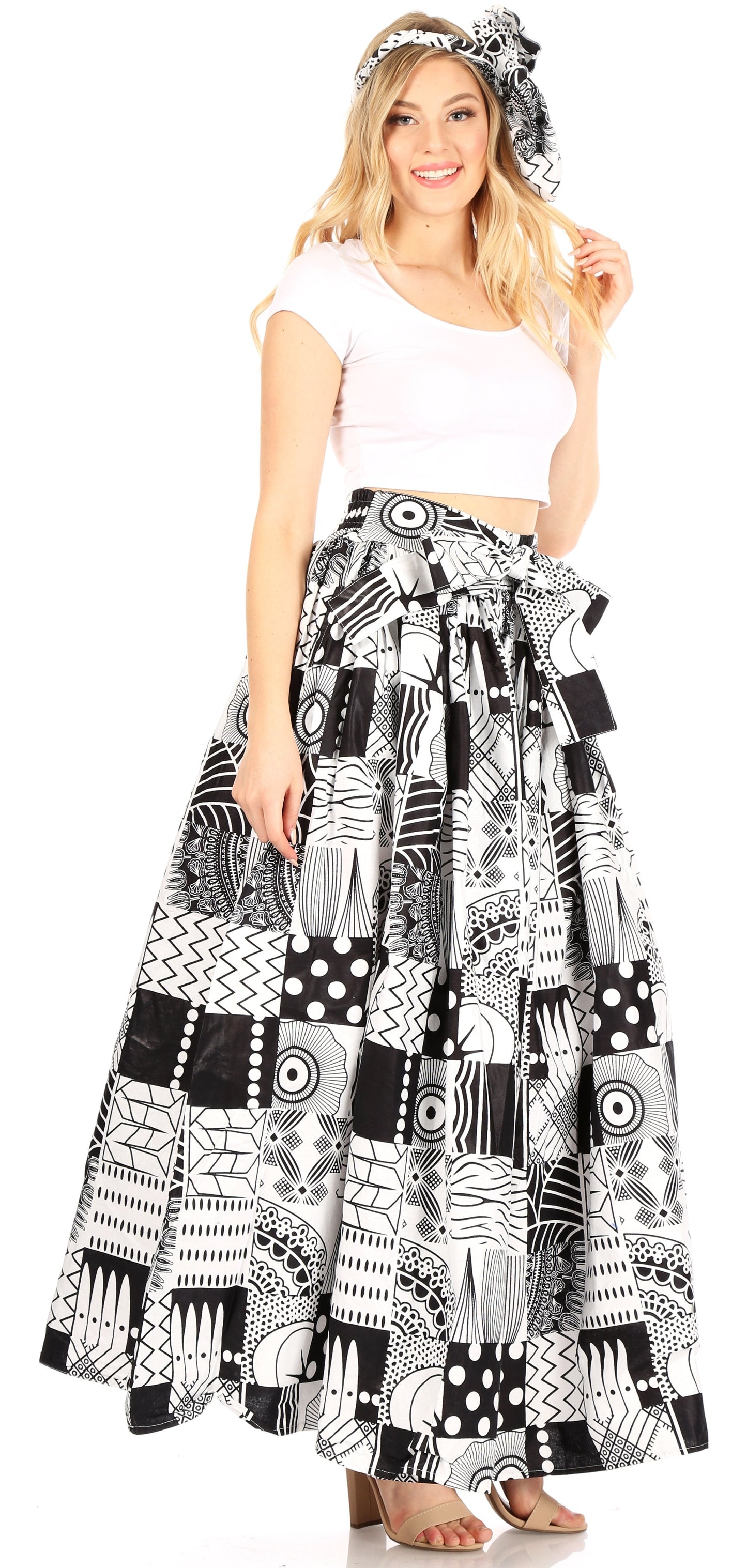 Sakkas Asma Convertible Traditional Wax Print Adjustable Strap Maxi Skirt | Dress - Concordia Style Boutique