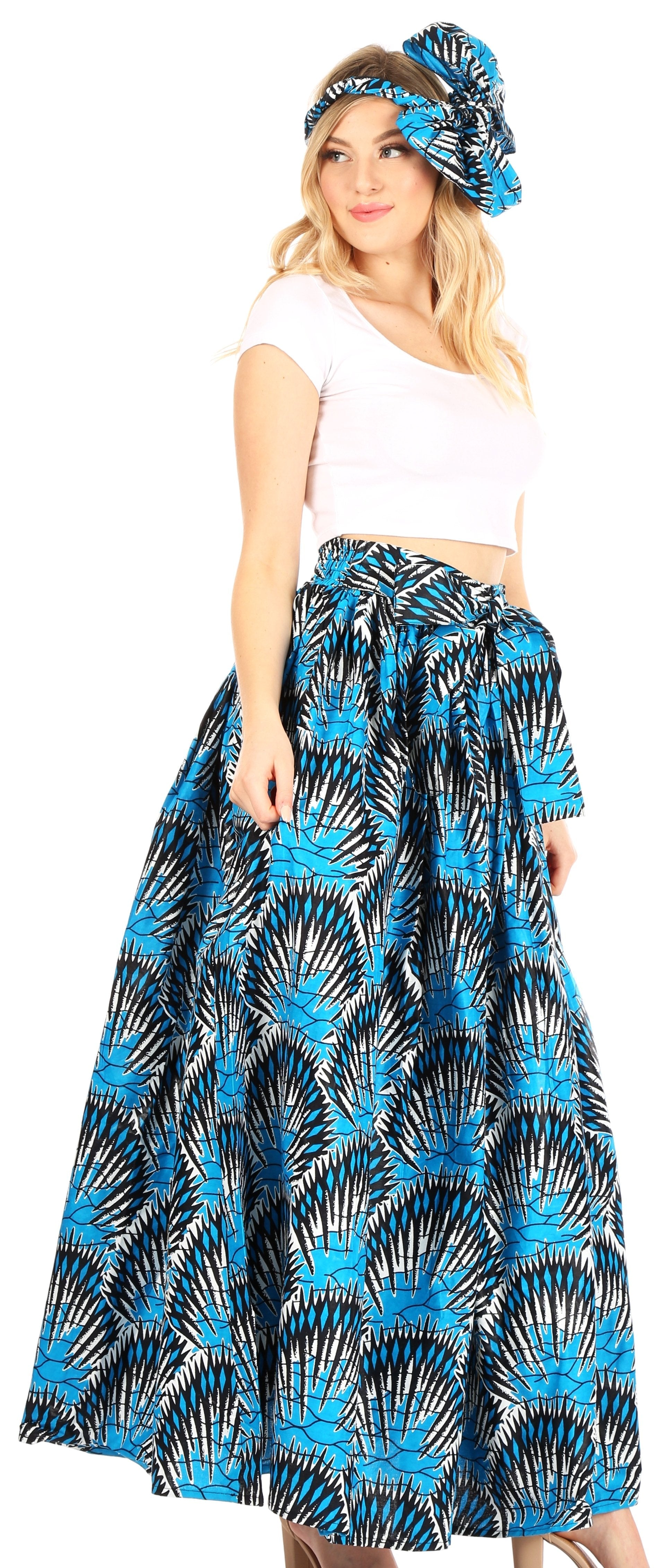 Sakkas Asma Convertible Traditional Wax Print Adjustable Strap Maxi Skirt | Dress - Concordia Style Boutique