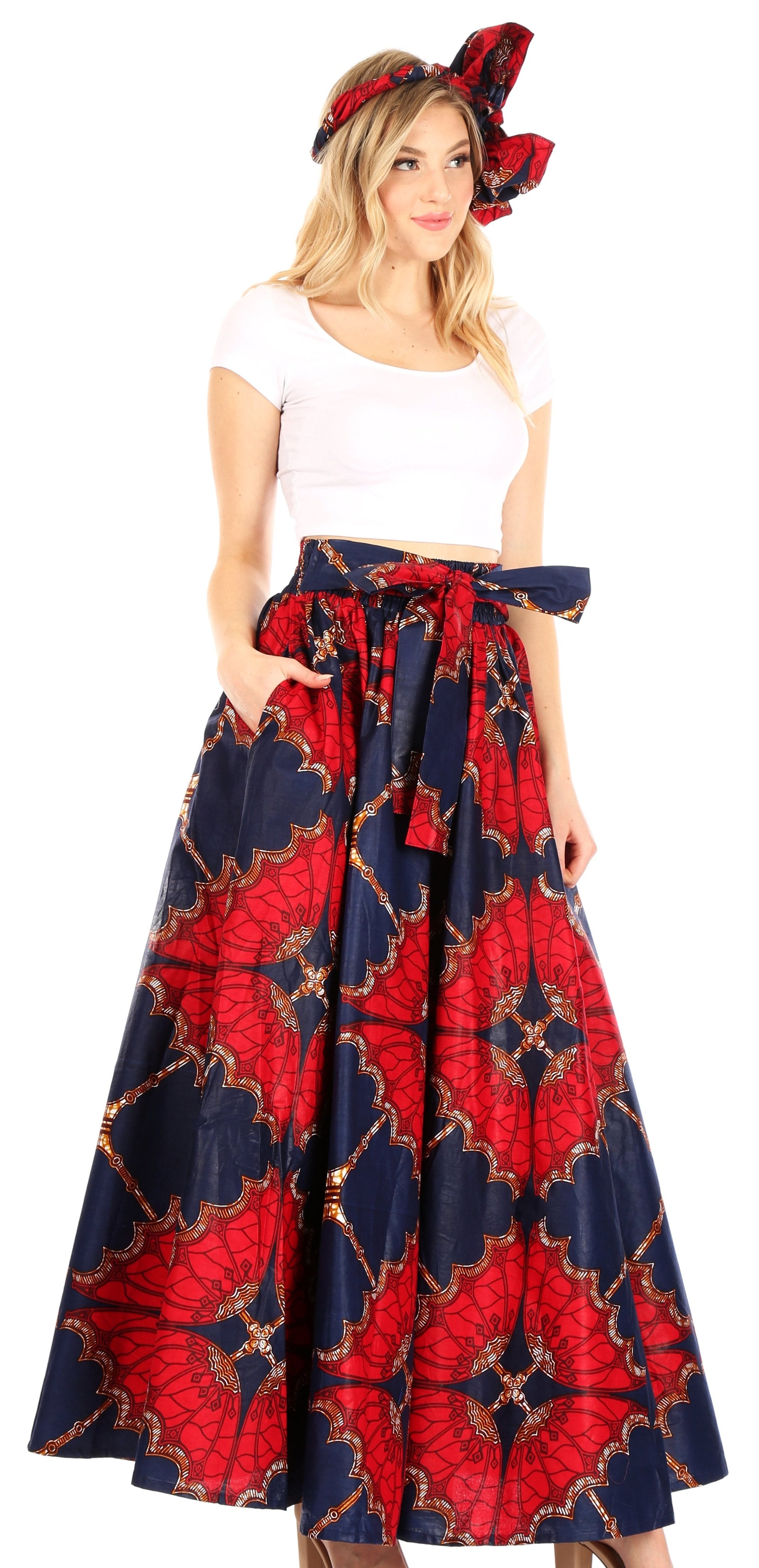 Sakkas Asma Convertible Traditional Wax Print Adjustable Strap Maxi Skirt | Dress - Concordia Style Boutique