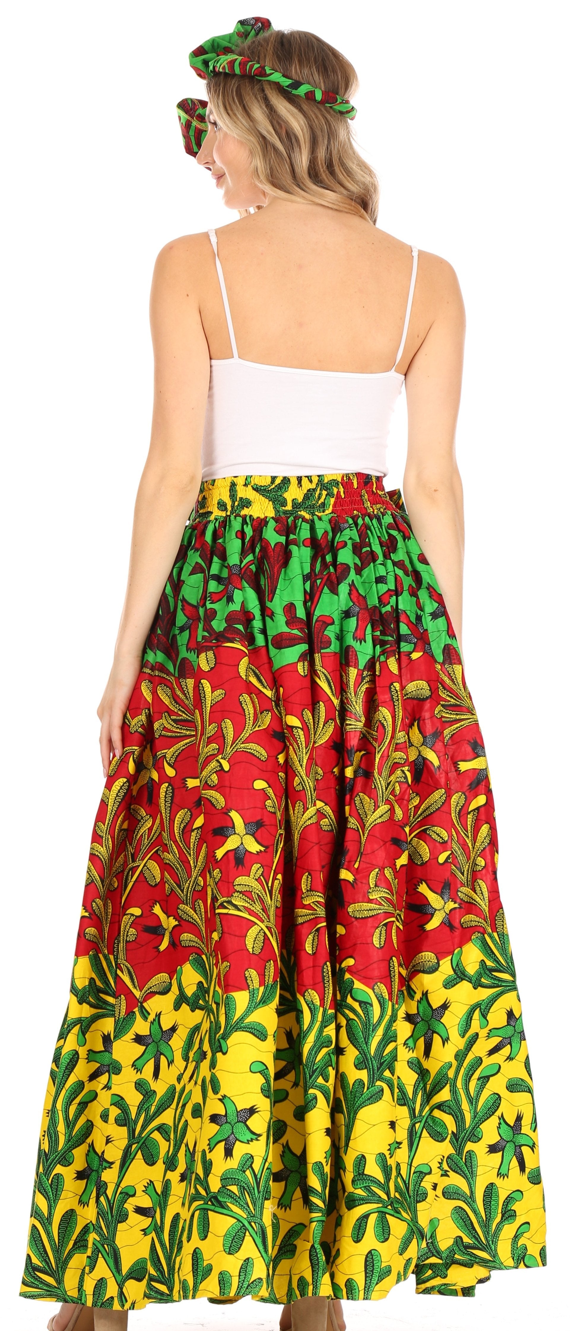 Sakkas Asma Convertible Traditional Wax Print Adjustable Strap Maxi Skirt | Dress - Concordia Style Boutique