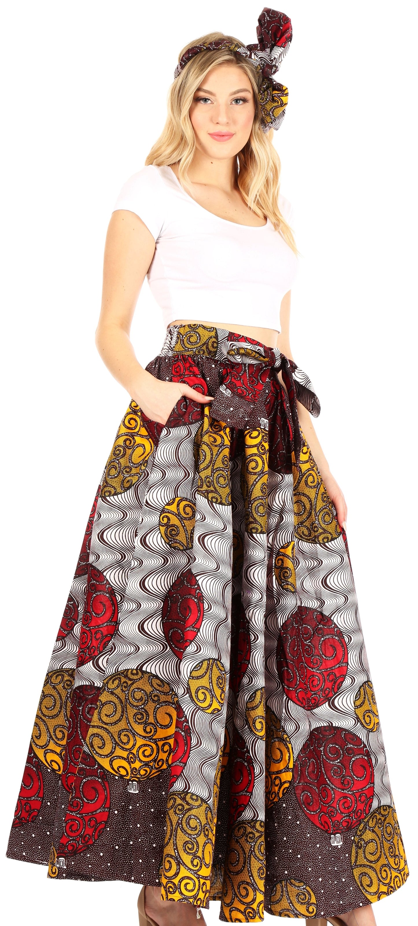 Sakkas Asma Convertible Traditional Wax Print Adjustable Strap Maxi Skirt | Dress - Concordia Style Boutique