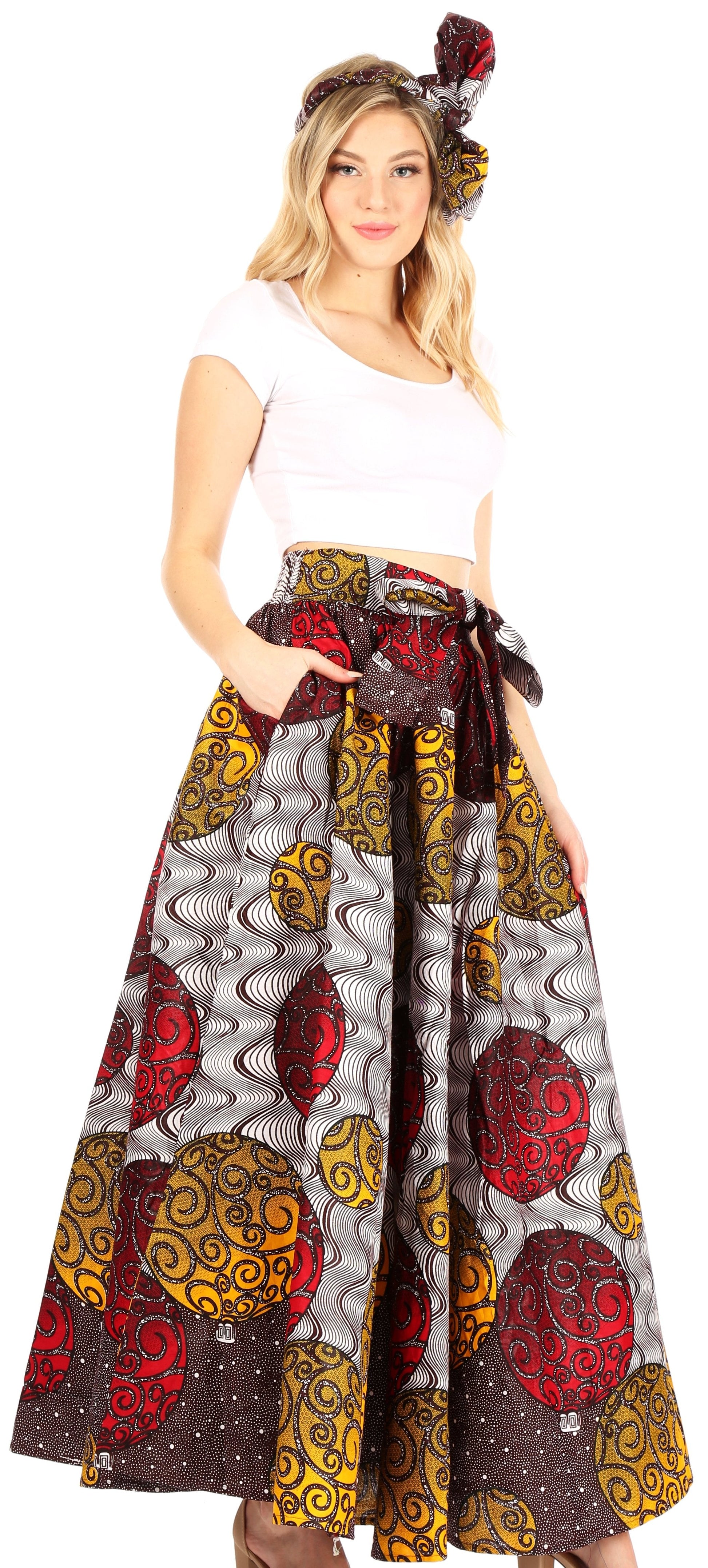 Sakkas Asma Convertible Traditional Wax Print Adjustable Strap Maxi Skirt | Dress - Concordia Style Boutique