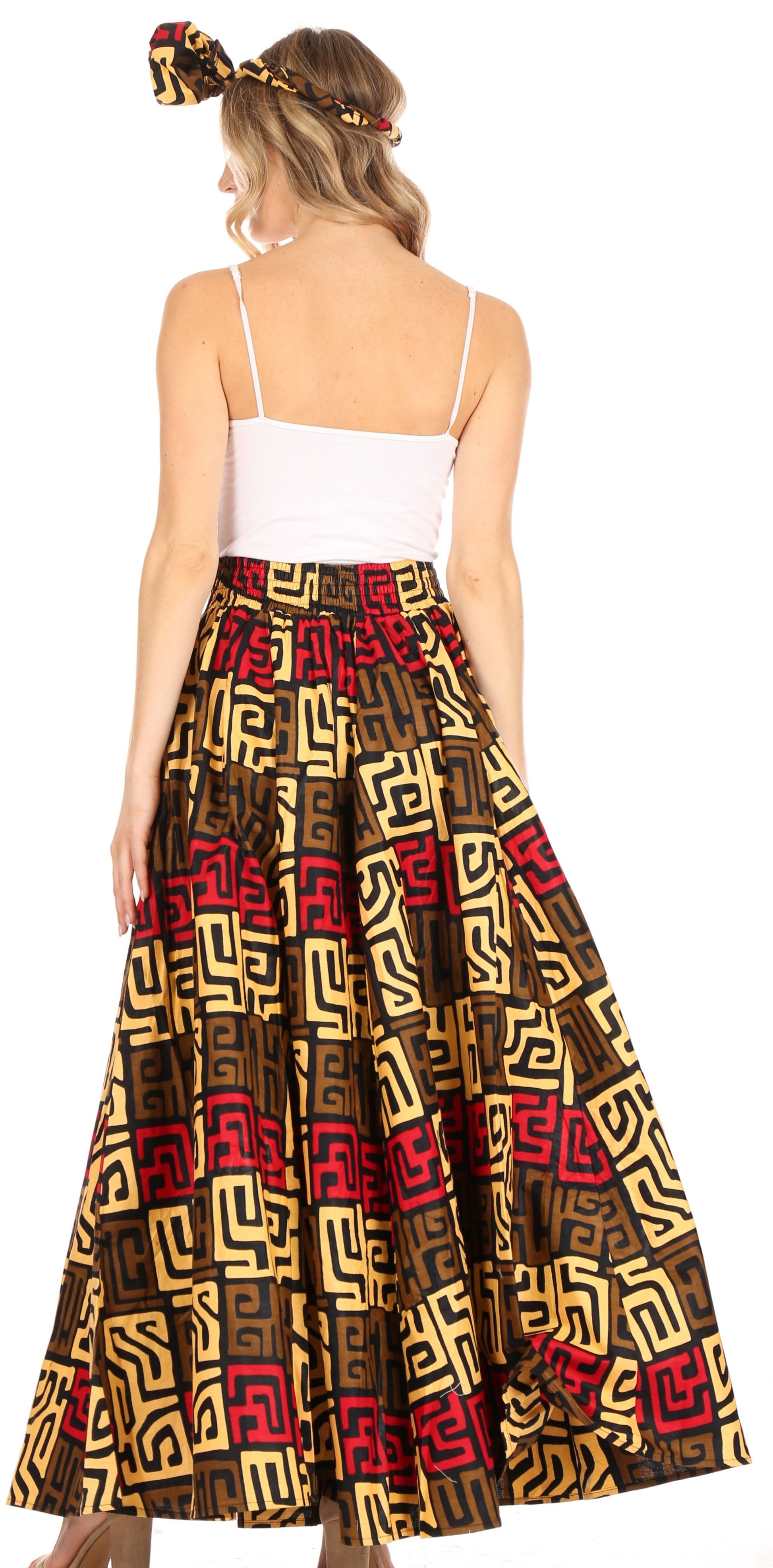 Sakkas Asma Convertible Traditional Wax Print Adjustable Strap Maxi Skirt | Dress - Concordia Style Boutique