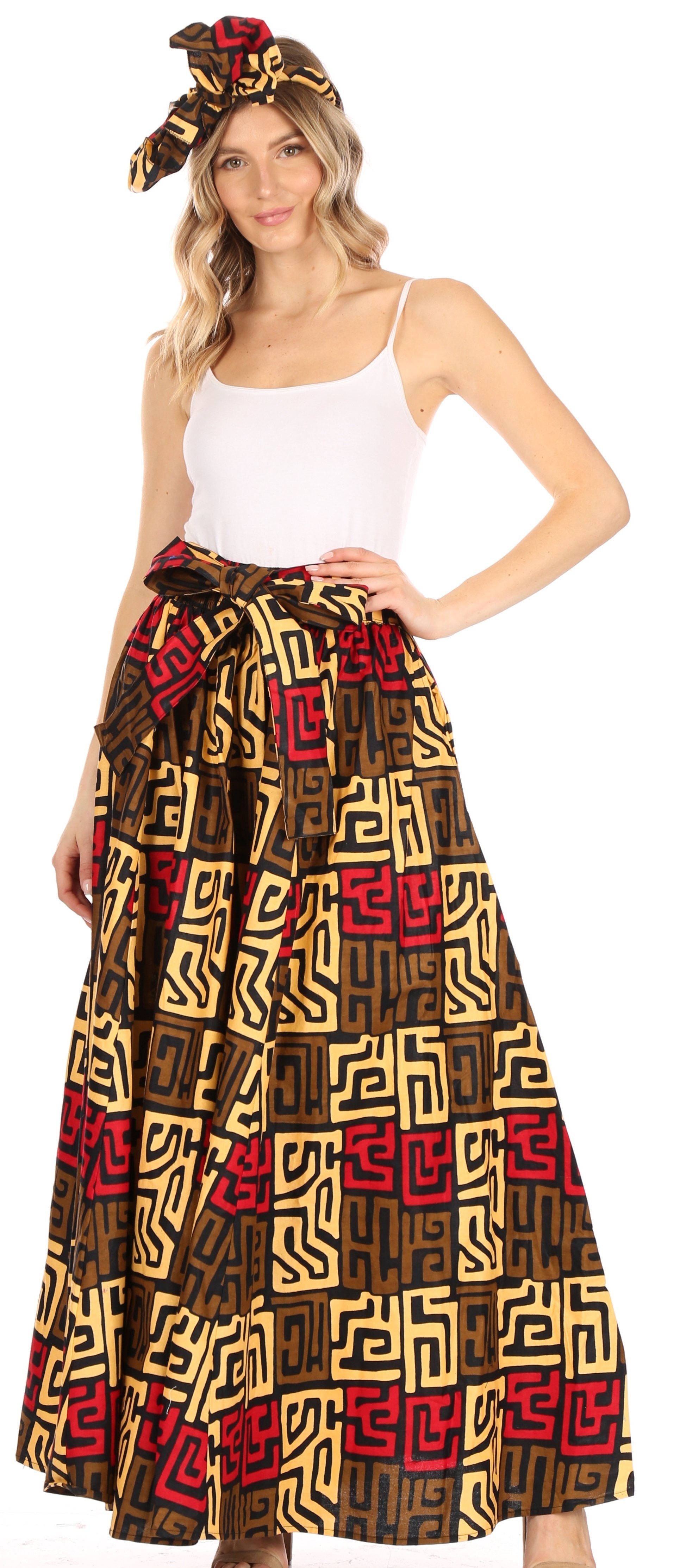 Sakkas Asma Convertible Traditional Wax Print Adjustable Strap Maxi Skirt | Dress - Concordia Style Boutique