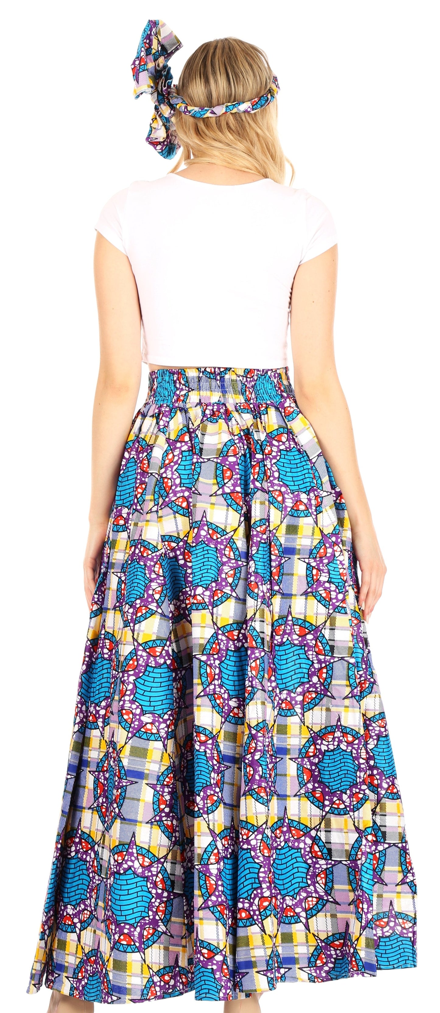 Sakkas Asma Convertible Traditional Wax Print Adjustable Strap Maxi Skirt | Dress - Concordia Style Boutique