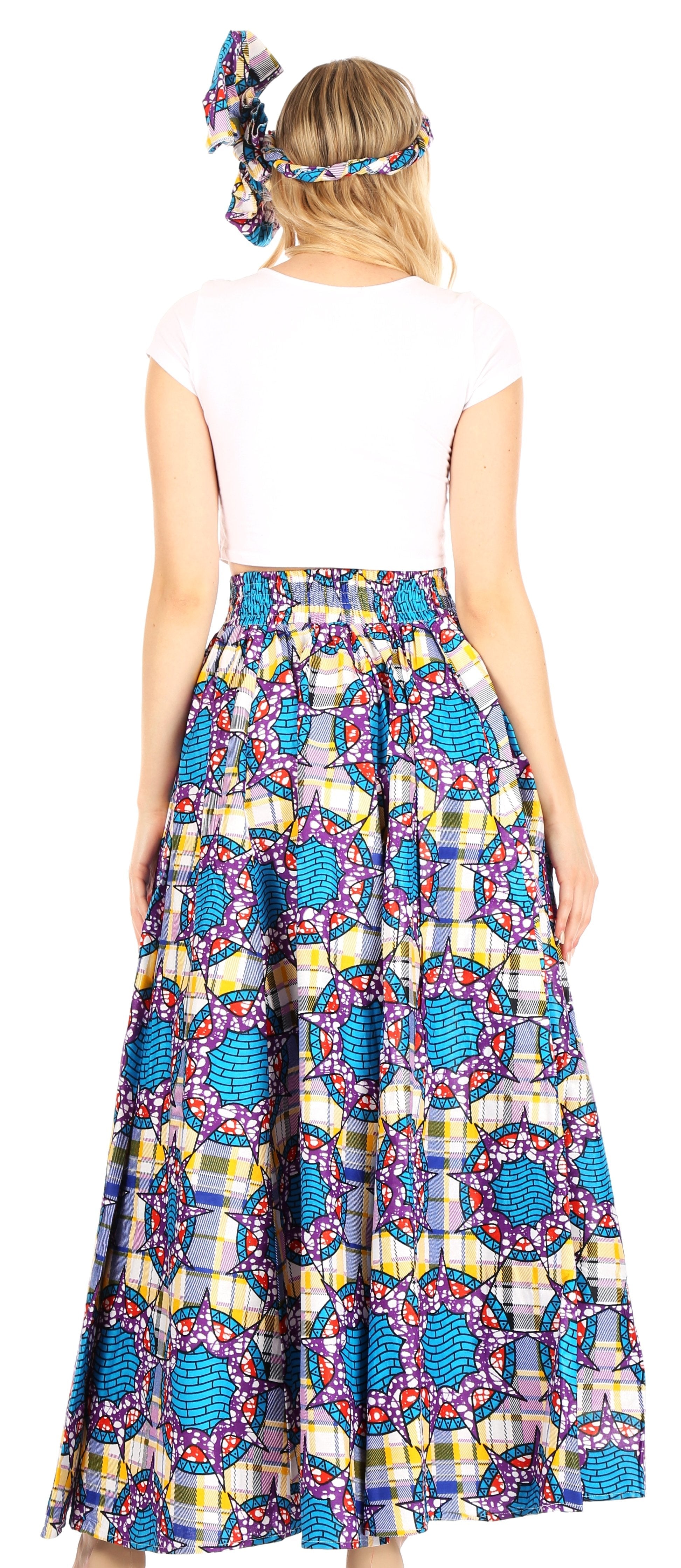 Sakkas Asma Convertible Traditional Wax Print Adjustable Strap Maxi Skirt | Dress - Concordia Style Boutique
