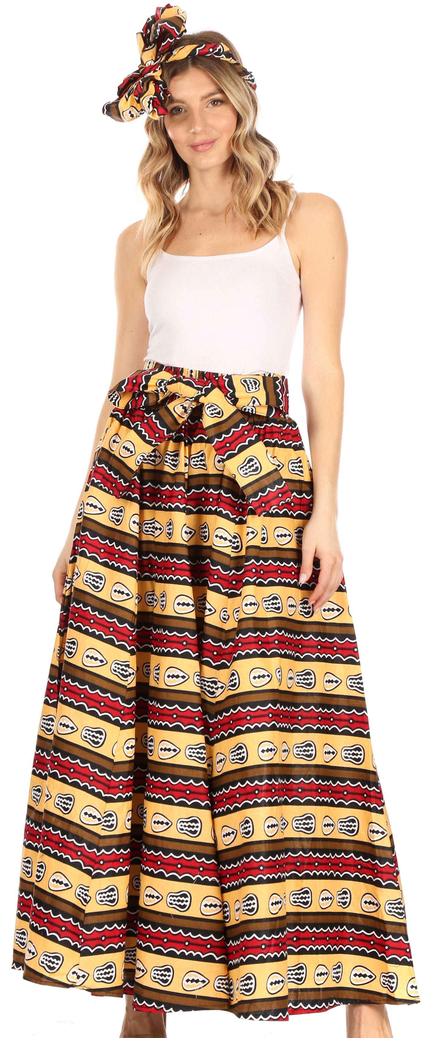 Sakkas Asma Convertible Traditional Wax Print Adjustable Strap Maxi Skirt | Dress - Concordia Style Boutique