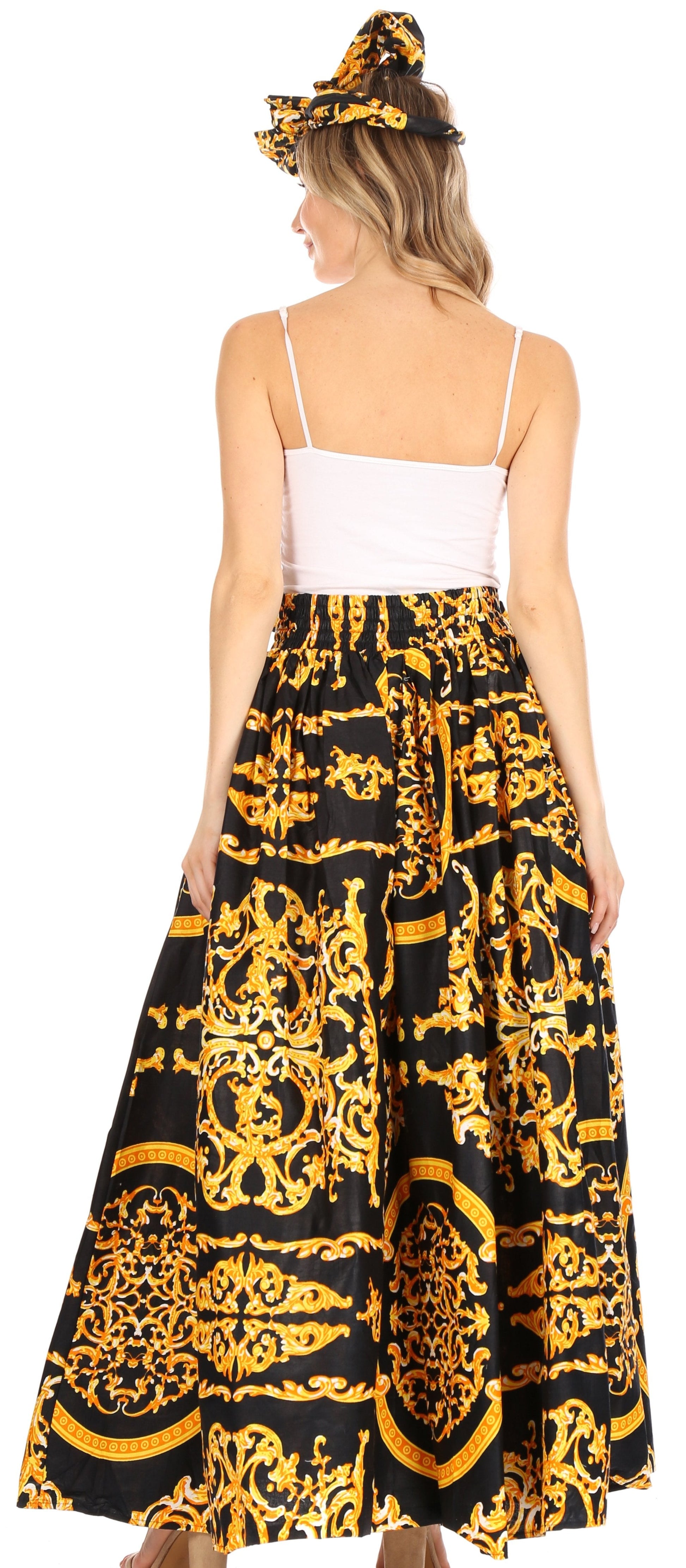 Sakkas Asma Convertible Traditional Wax Print Adjustable Strap Maxi Skirt | Dress - Concordia Style Boutique