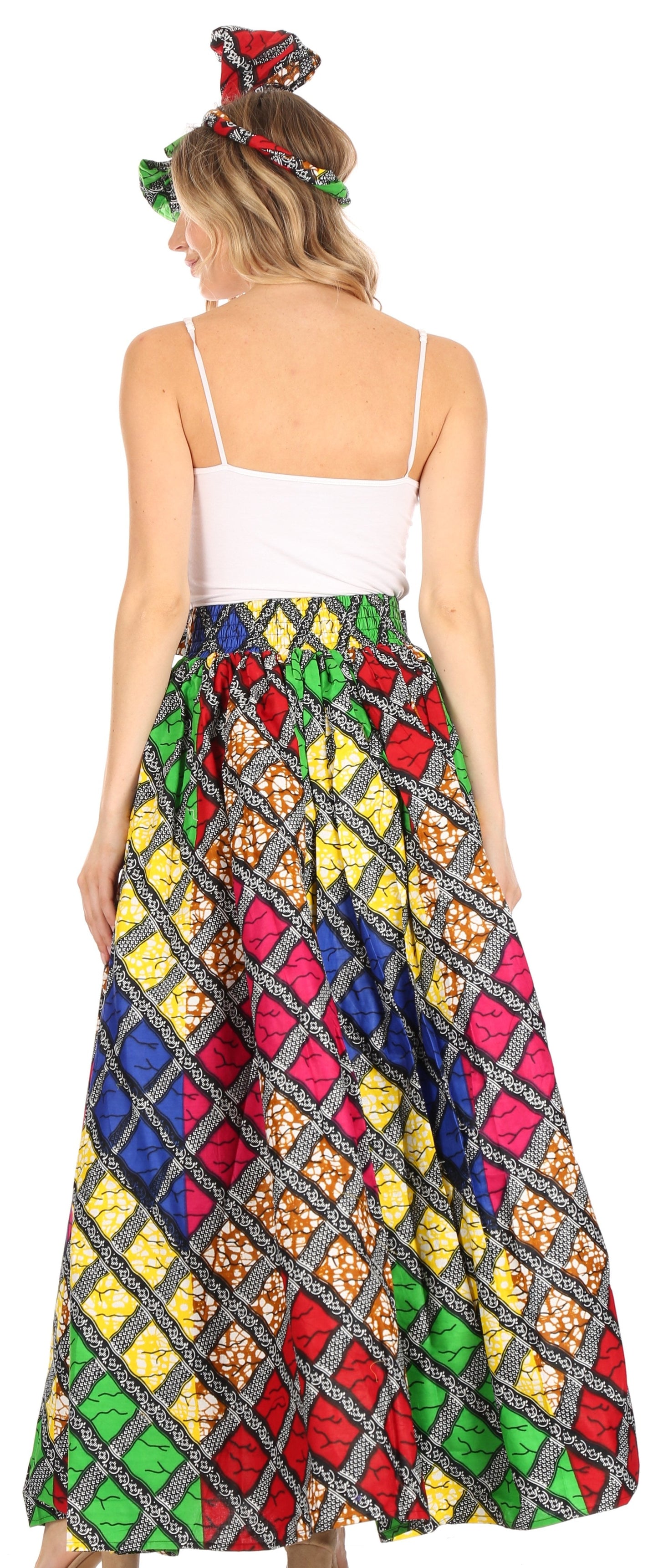 Sakkas Asma Convertible Traditional Wax Print Adjustable Strap Maxi Skirt | Dress - Concordia Style Boutique