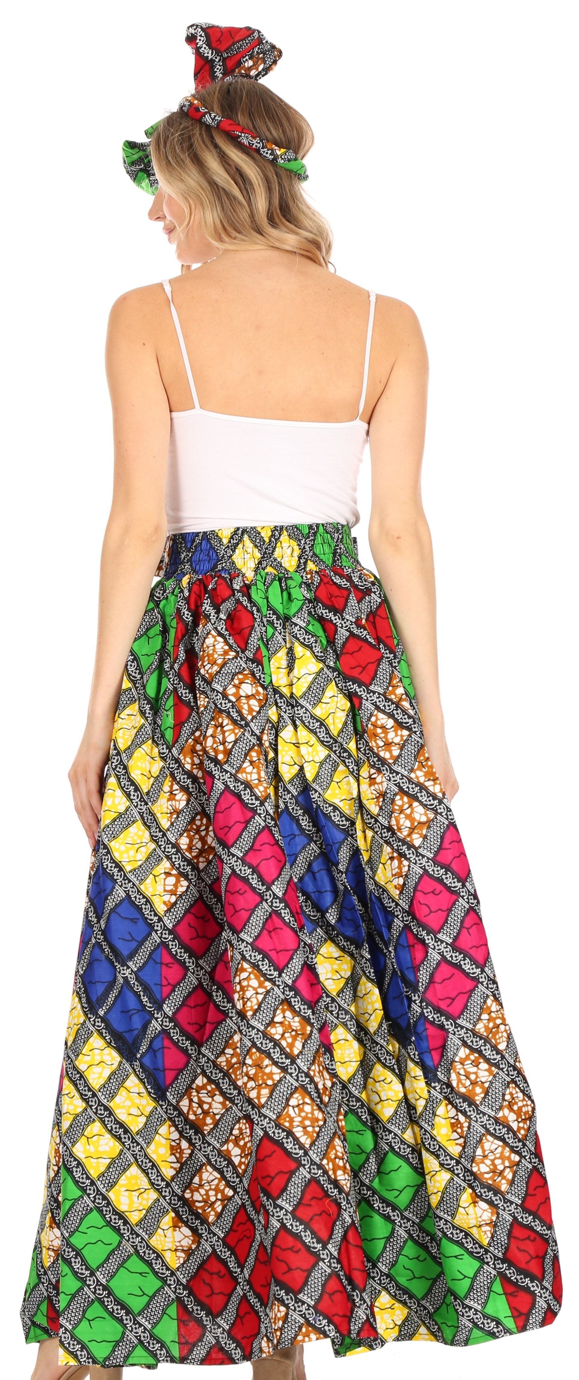 Sakkas Asma Convertible Traditional Wax Print Adjustable Strap Maxi Skirt | Dress - Concordia Style Boutique