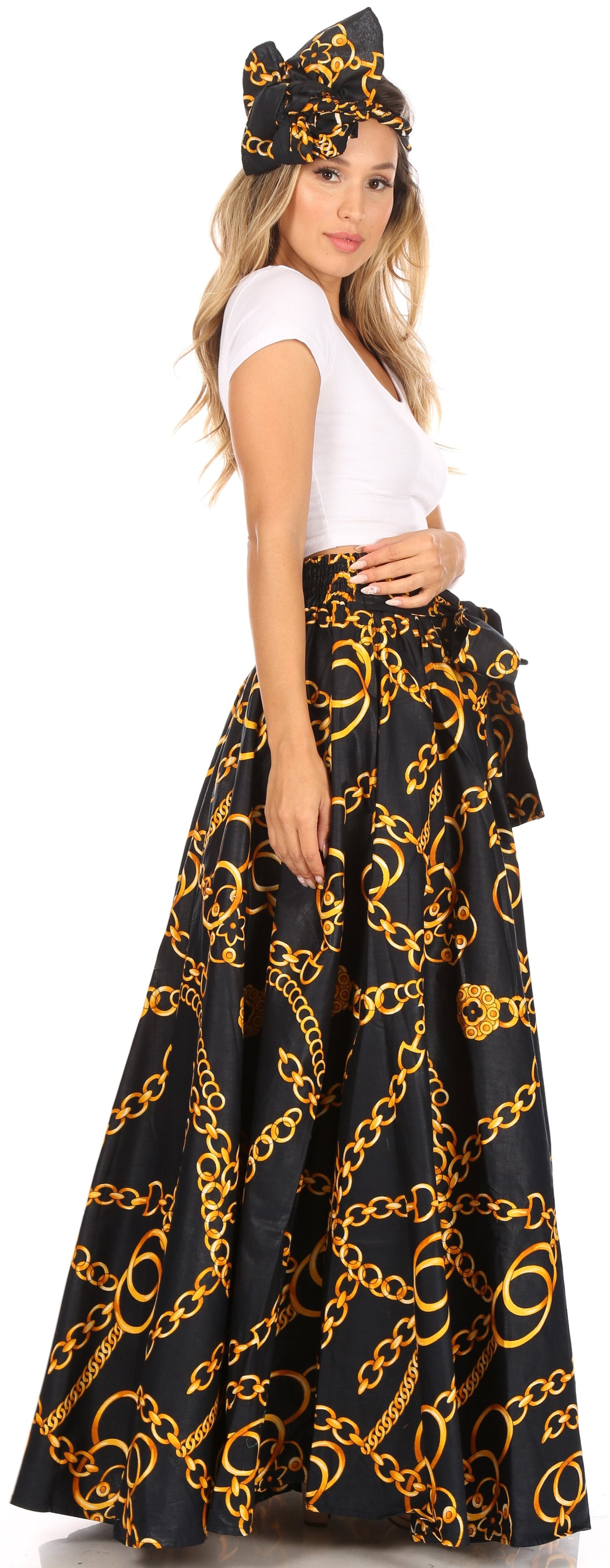 Sakkas Asma Convertible Traditional Wax Print Adjustable Strap Maxi Skirt | Dress - Concordia Style Boutique