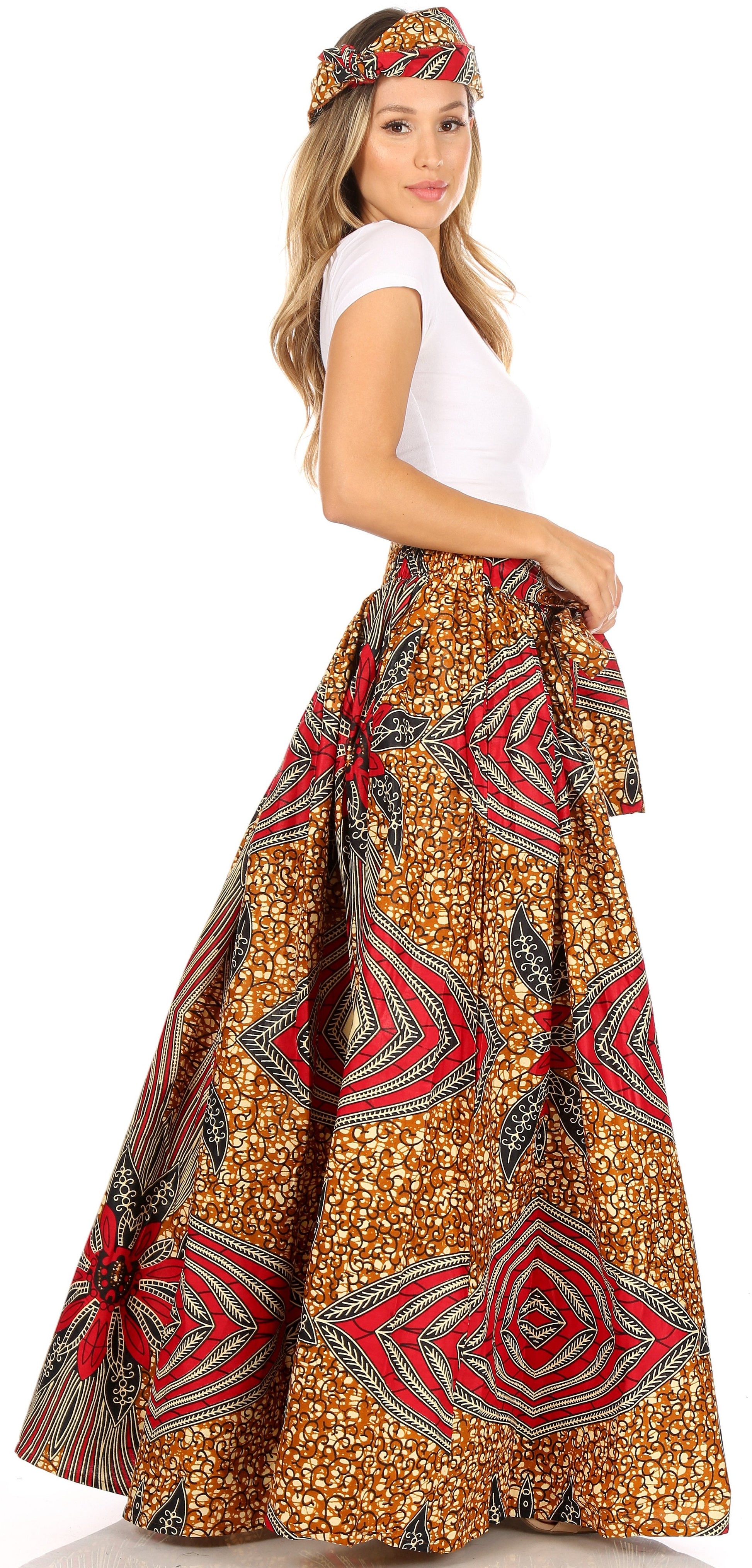 Sakkas Asma Convertible Traditional Wax Print Adjustable Strap Maxi Skirt | Dress - Concordia Style Boutique