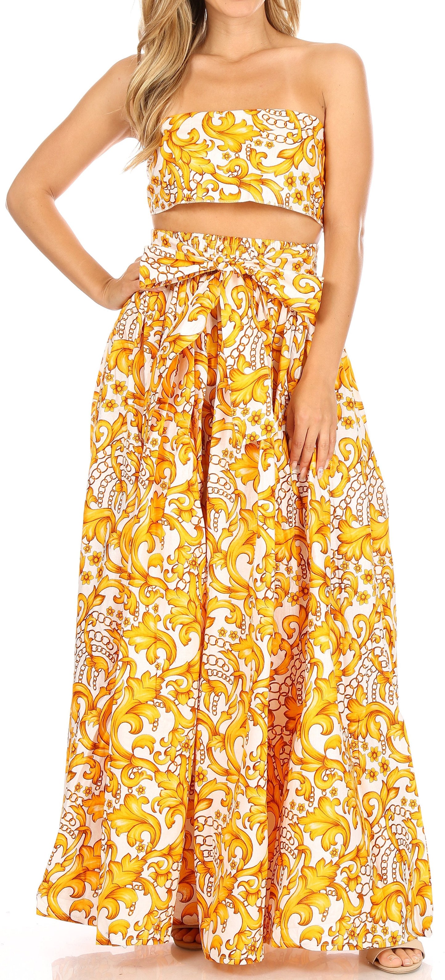 Sakkas Asma Convertible Traditional Wax Print Adjustable Strap Maxi Skirt | Dress - Concordia Style Boutique