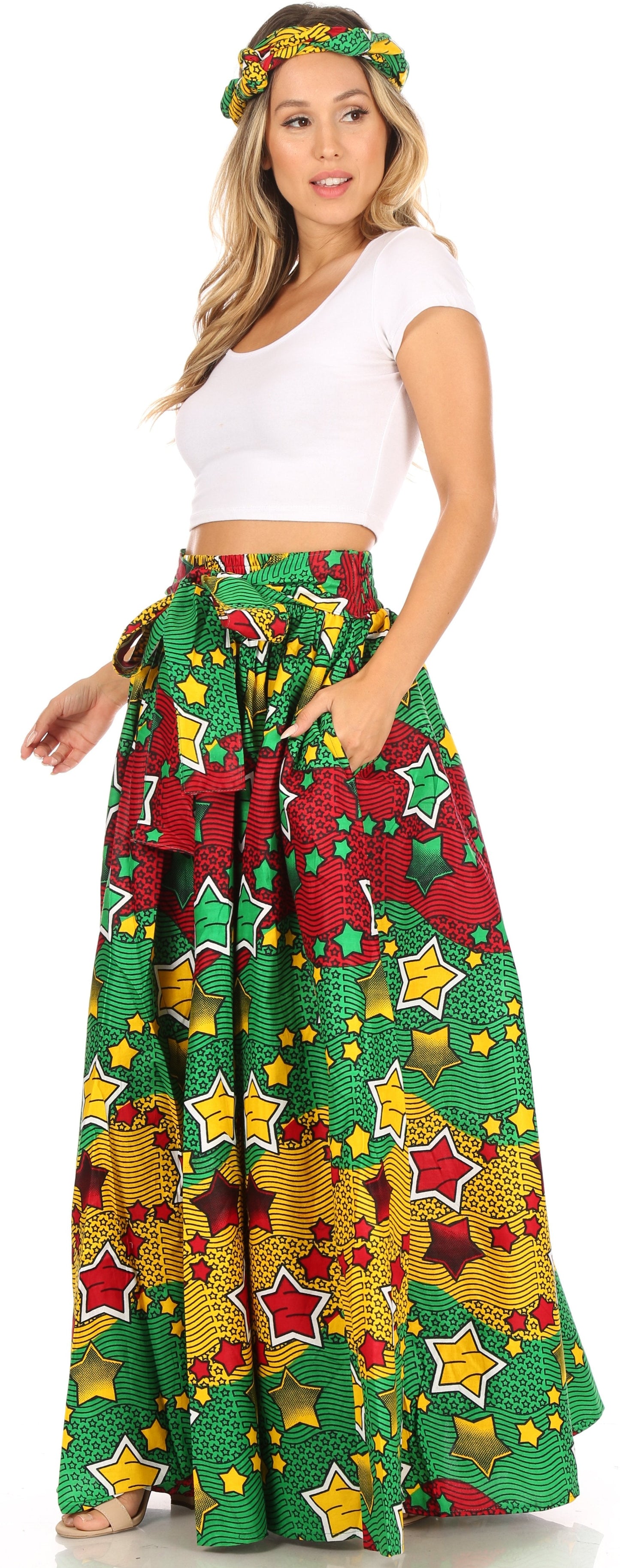 Sakkas Asma Convertible Traditional Wax Print Adjustable Strap Maxi Skirt | Dress - Concordia Style Boutique