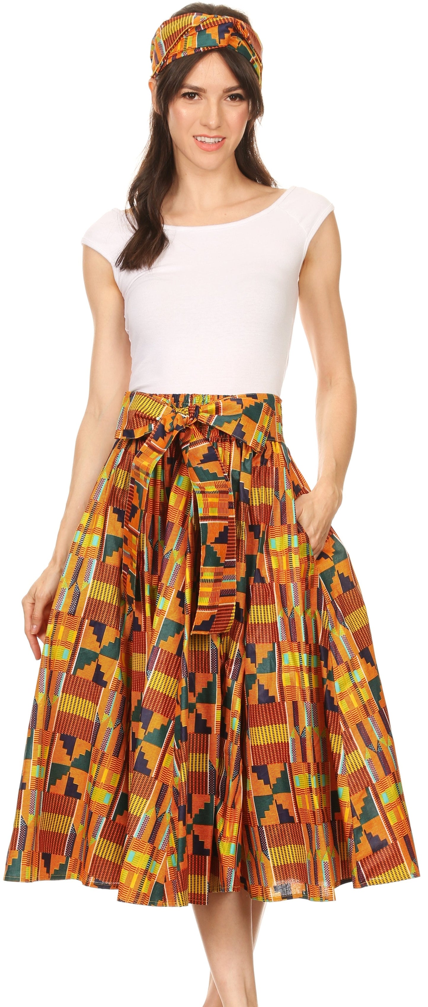 Sakkas African Dutch Ankara Wax Print Full Circle Skirt - Concordia Style Boutique