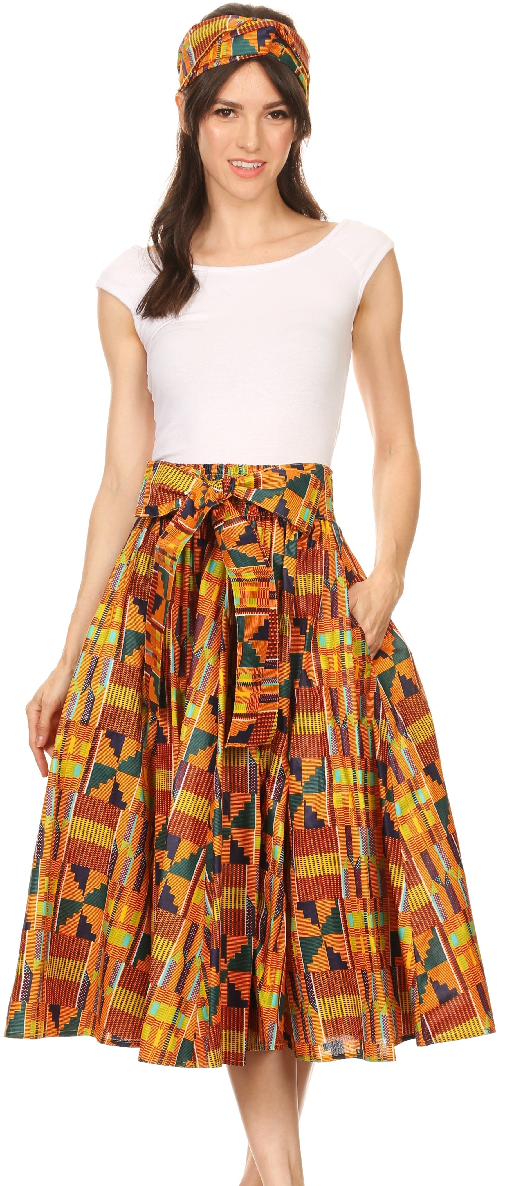 Sakkas African Dutch Ankara Wax Print Full Circle Skirt - Concordia Style Boutique