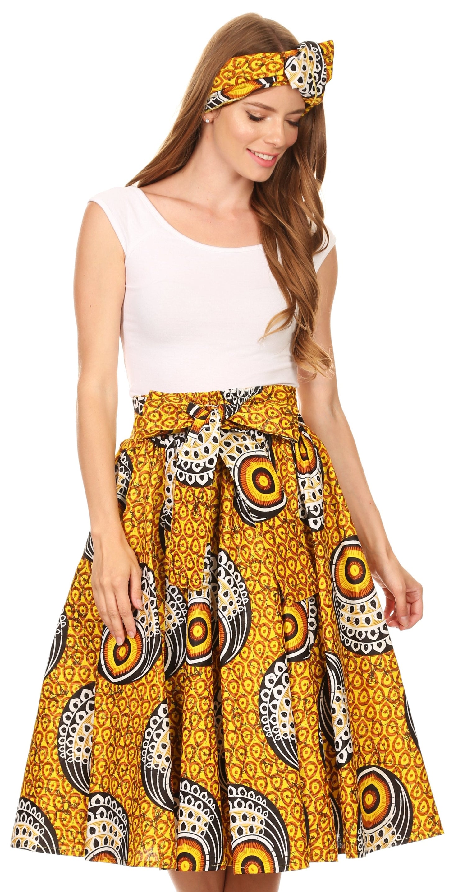 Sakkas African Dutch Ankara Wax Print Full Circle Skirt - Concordia Style Boutique