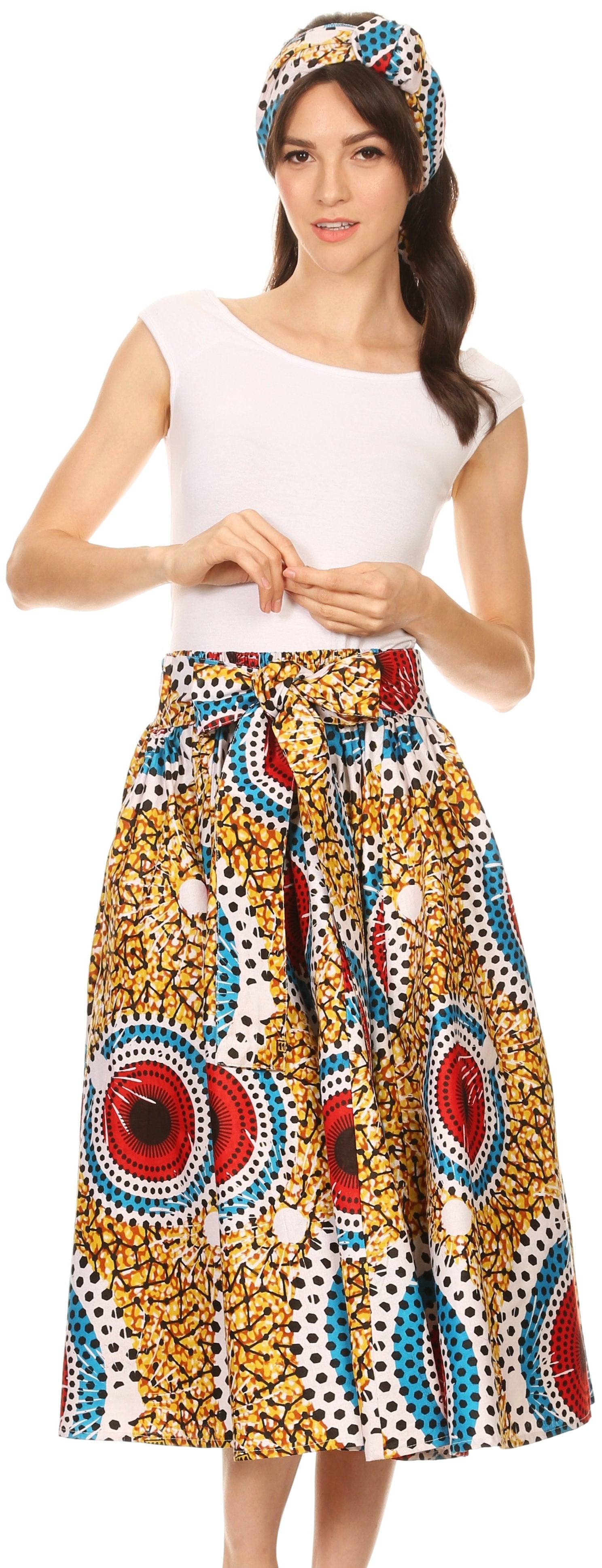 Sakkas African Dutch Ankara Wax Print Full Circle Skirt - Concordia Style Boutique