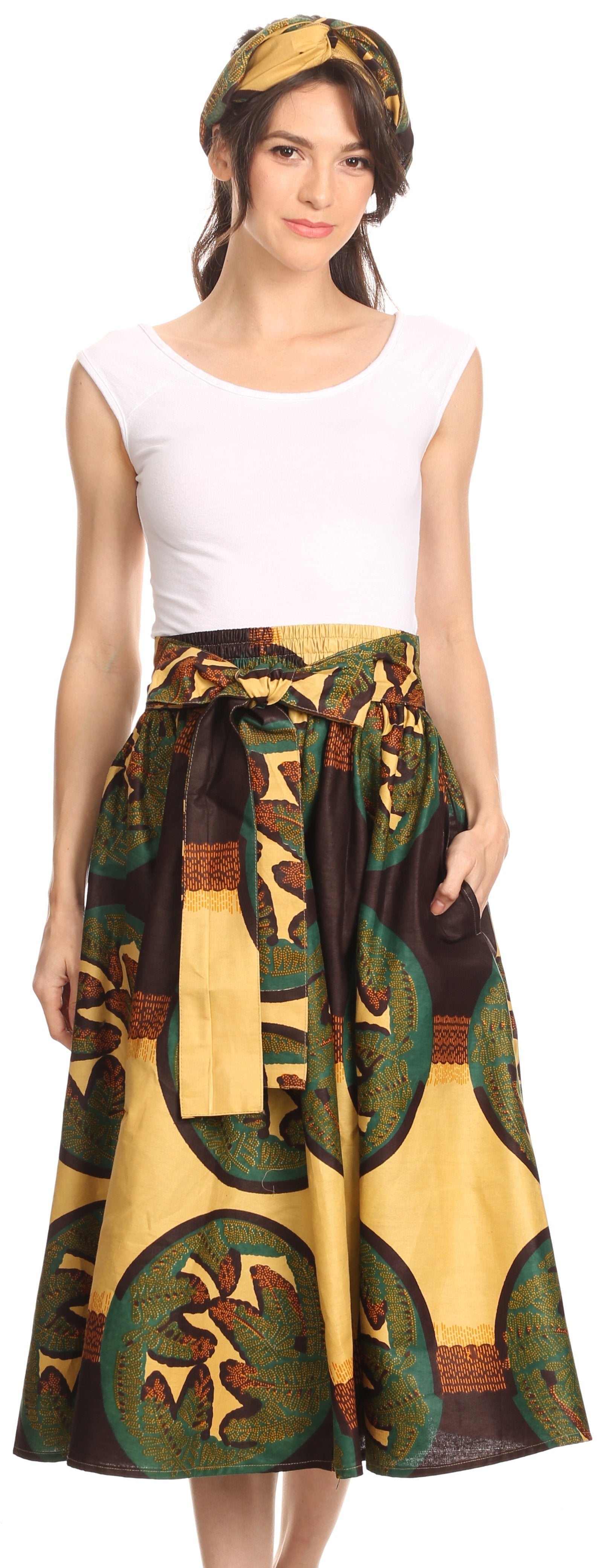 Sakkas African Dutch Ankara Wax Print Full Circle Skirt - Concordia Style Boutique