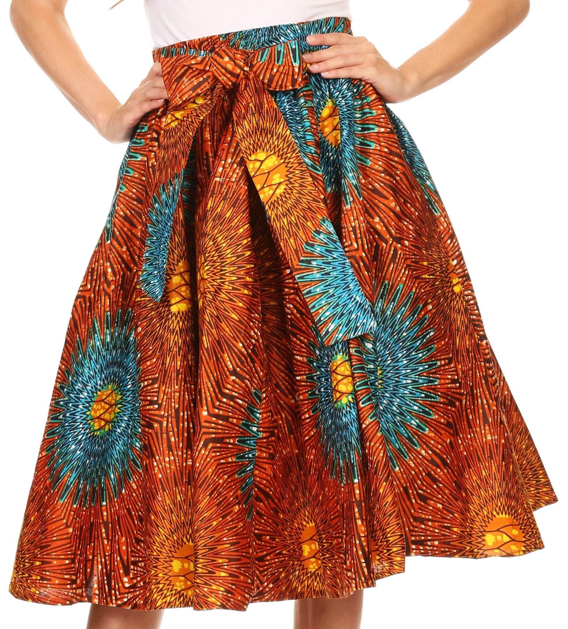 Sakkas African Dutch Ankara Wax Print Full Circle Skirt - Concordia Style Boutique