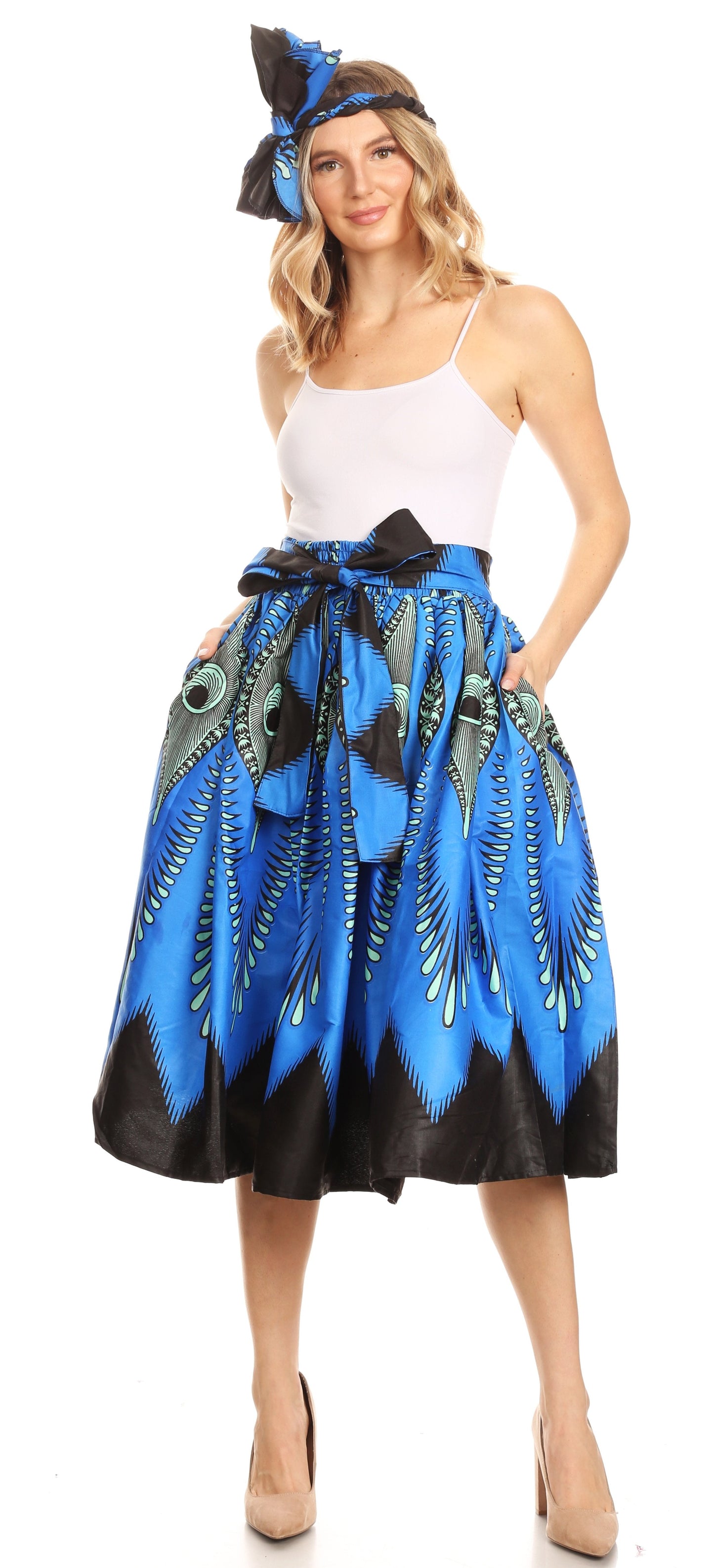 Sakkas African Dutch Ankara Wax Print Full Circle Skirt - Concordia Style Boutique