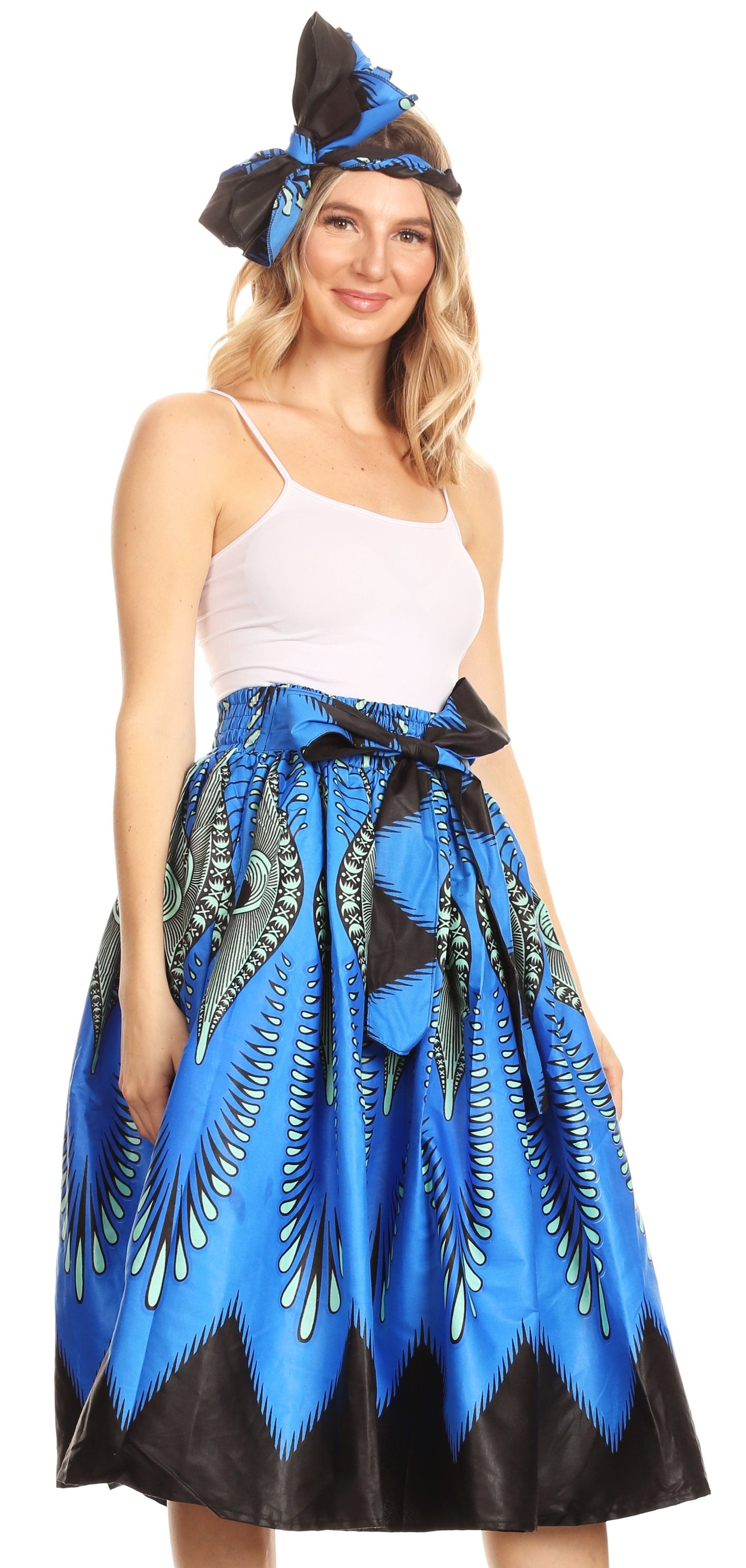 Sakkas African Dutch Ankara Wax Print Full Circle Skirt - Concordia Style Boutique