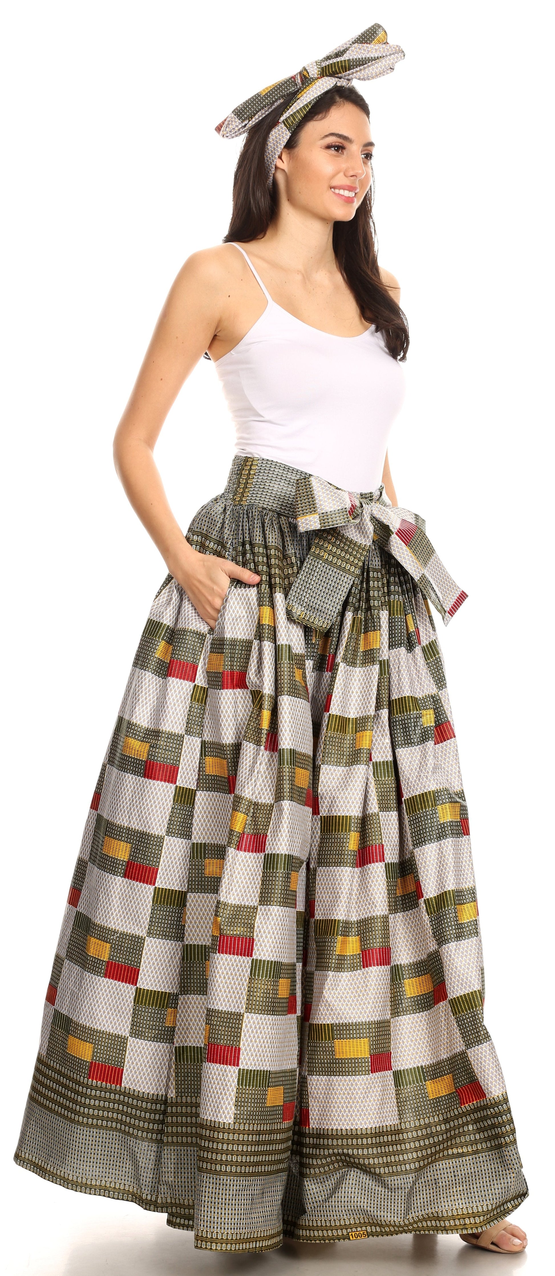 Sakkas African Dutch Ankara Wax Print Full Circle Skirt - Concordia Style Boutique