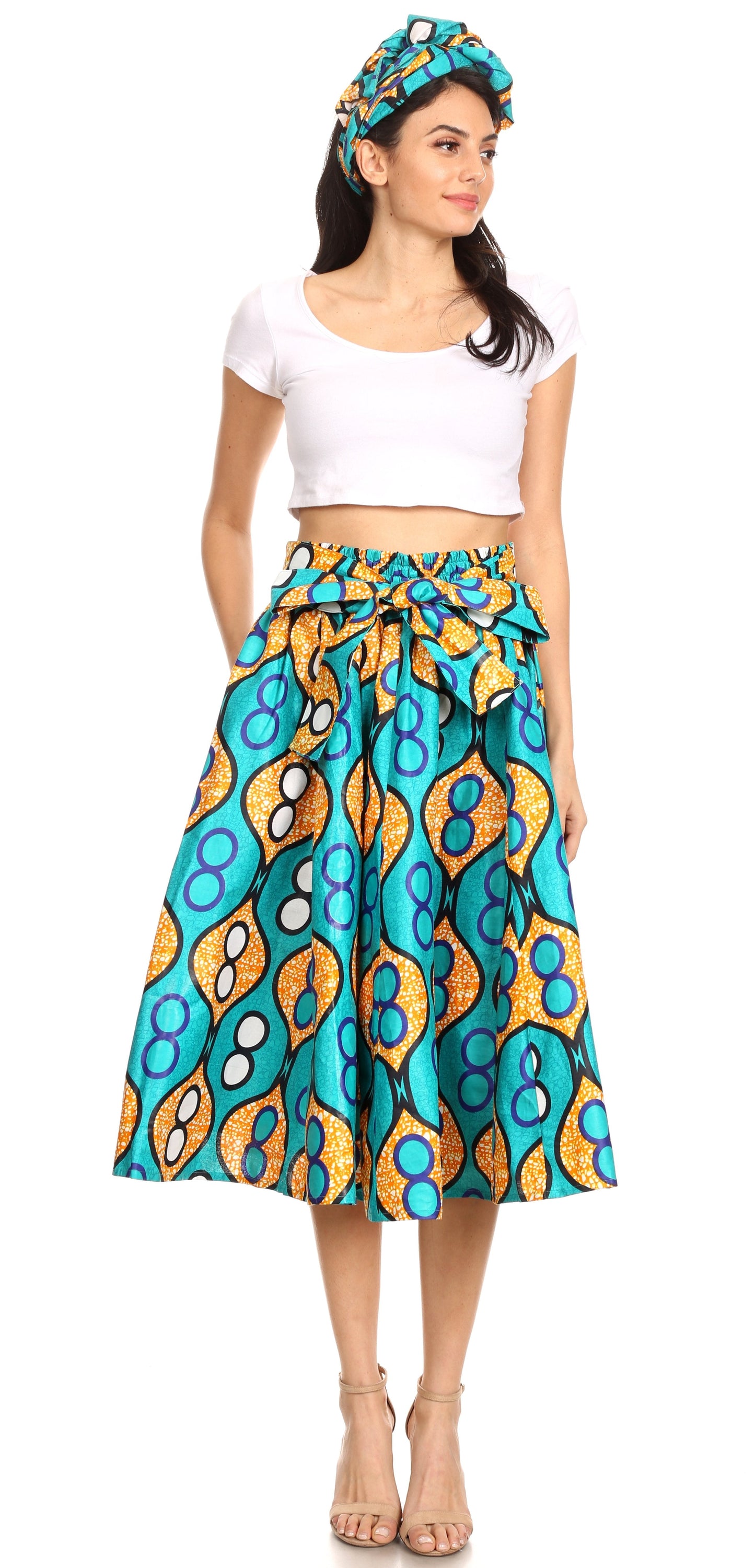 Sakkas African Dutch Ankara Wax Print Full Circle Skirt - Concordia Style Boutique