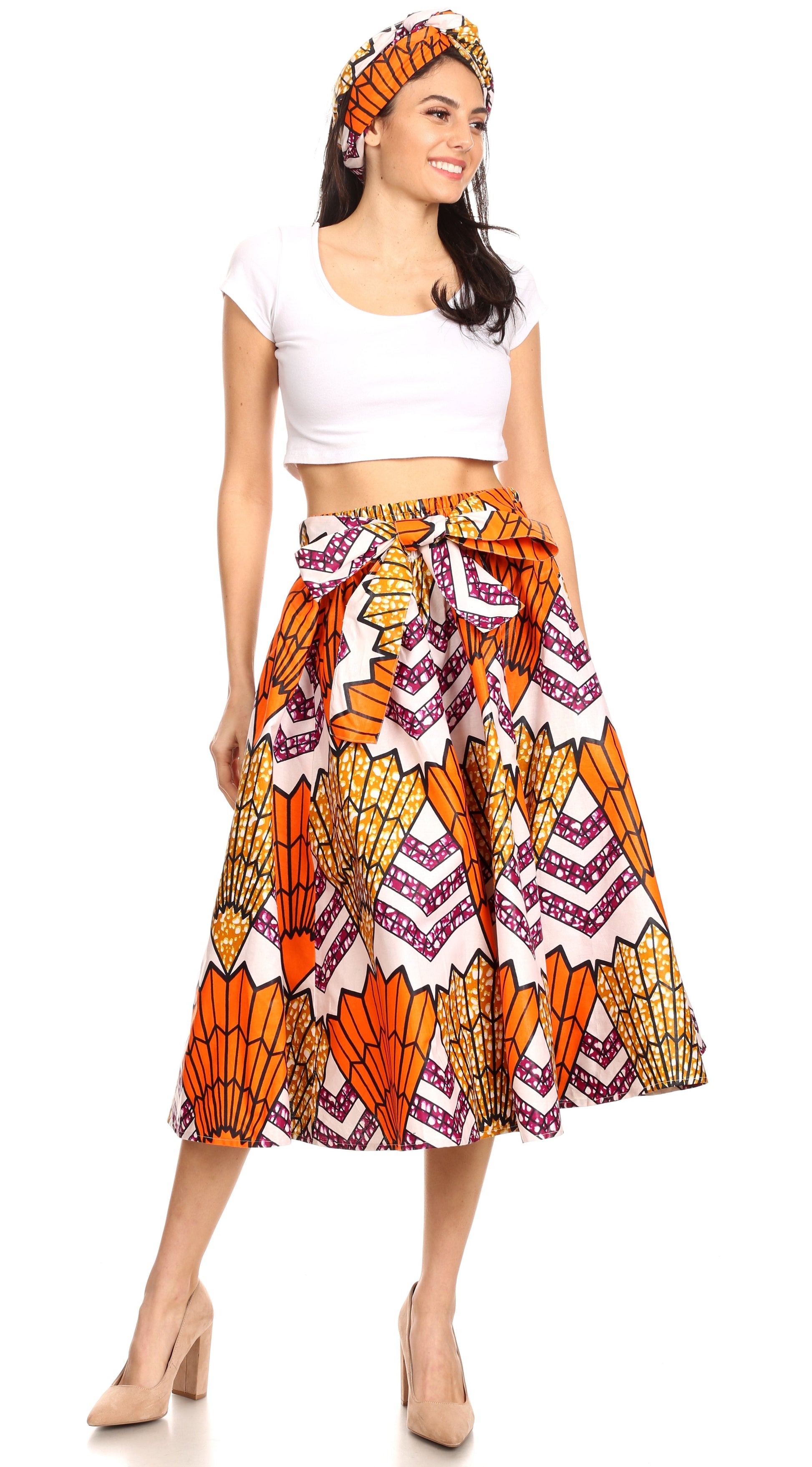 Sakkas African Dutch Ankara Wax Print Full Circle Skirt - Concordia Style Boutique
