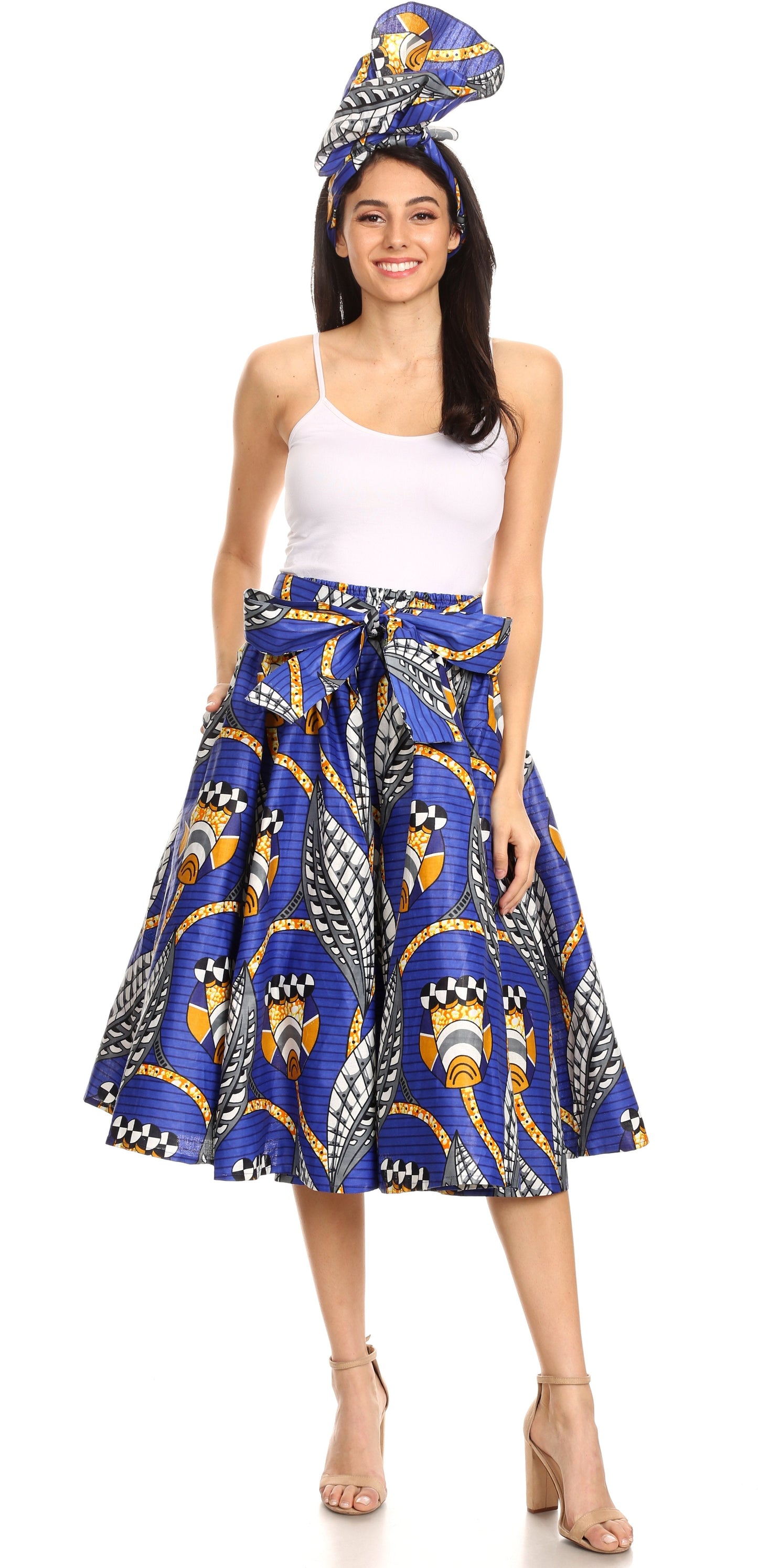 Sakkas African Dutch Ankara Wax Print Full Circle Skirt - Concordia Style Boutique