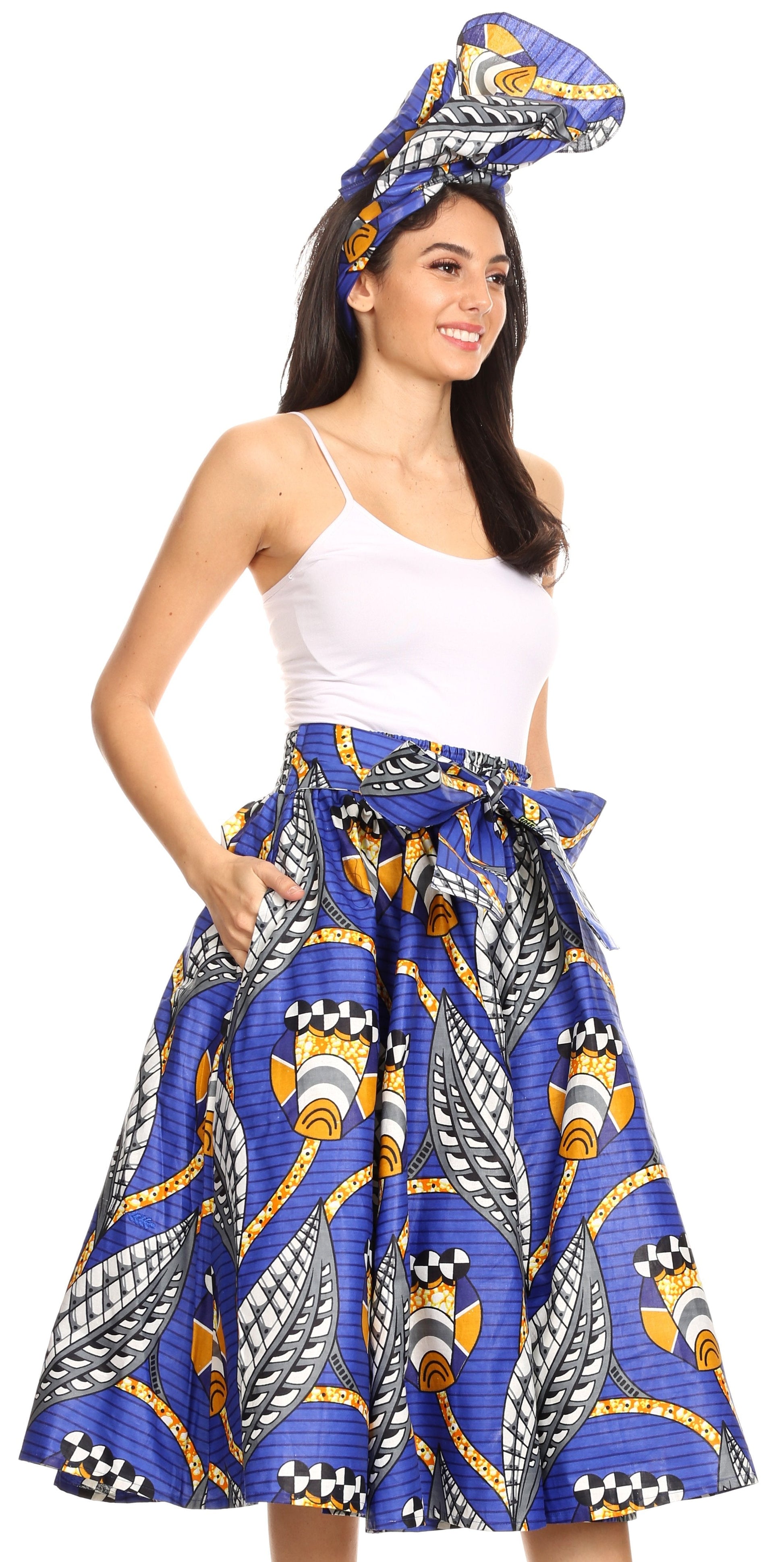 Sakkas African Dutch Ankara Wax Print Full Circle Skirt - Concordia Style Boutique