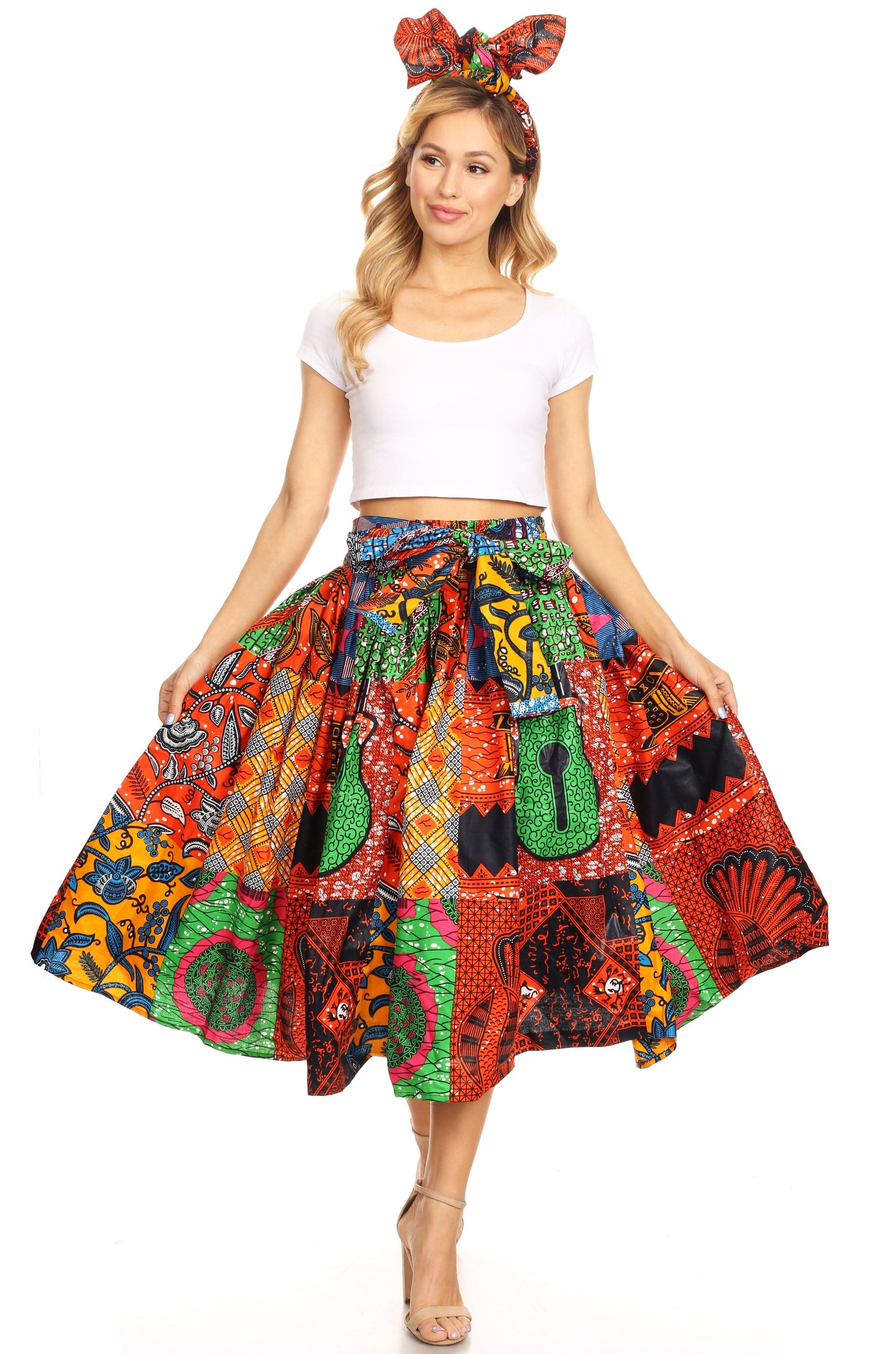 Sakkas African Dutch Ankara Wax Print Full Circle Skirt - Concordia Style Boutique